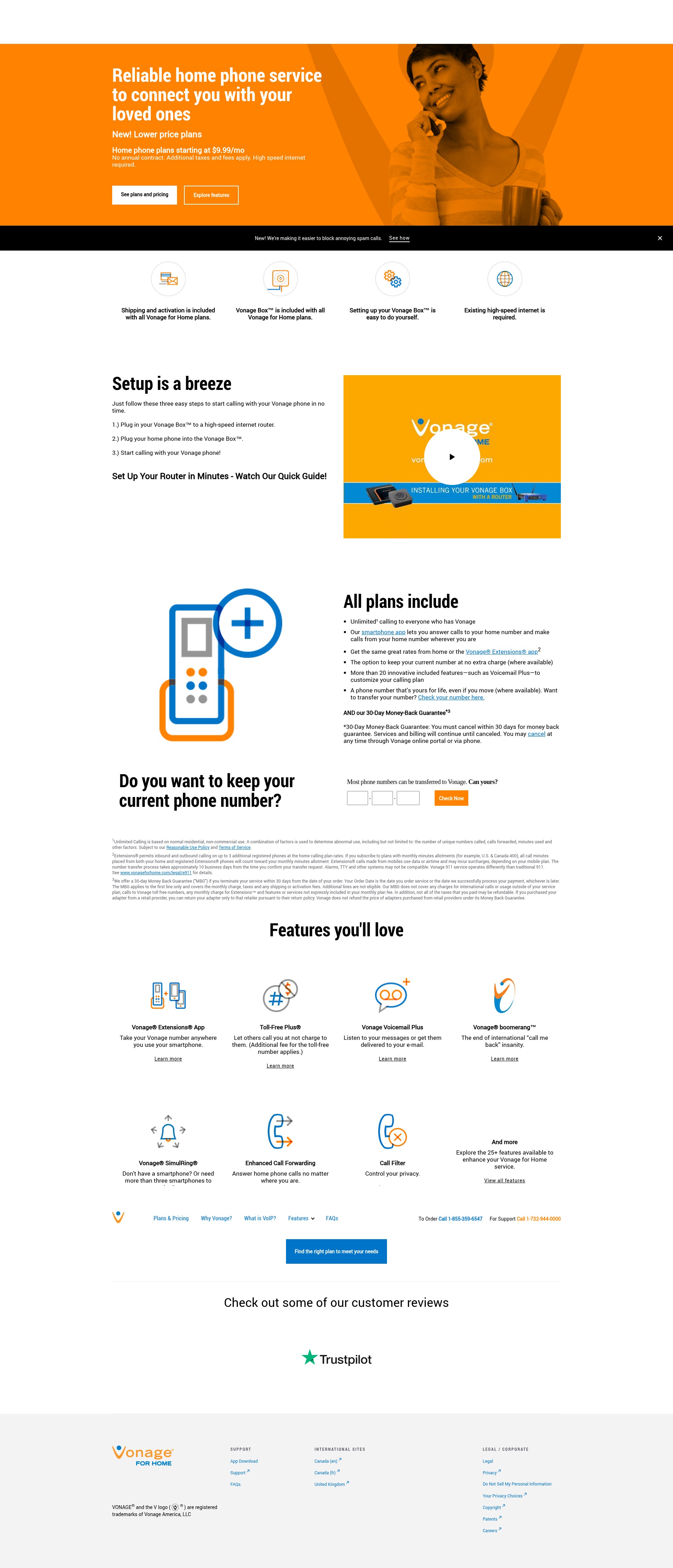 Screenshot of vonageforhome.com