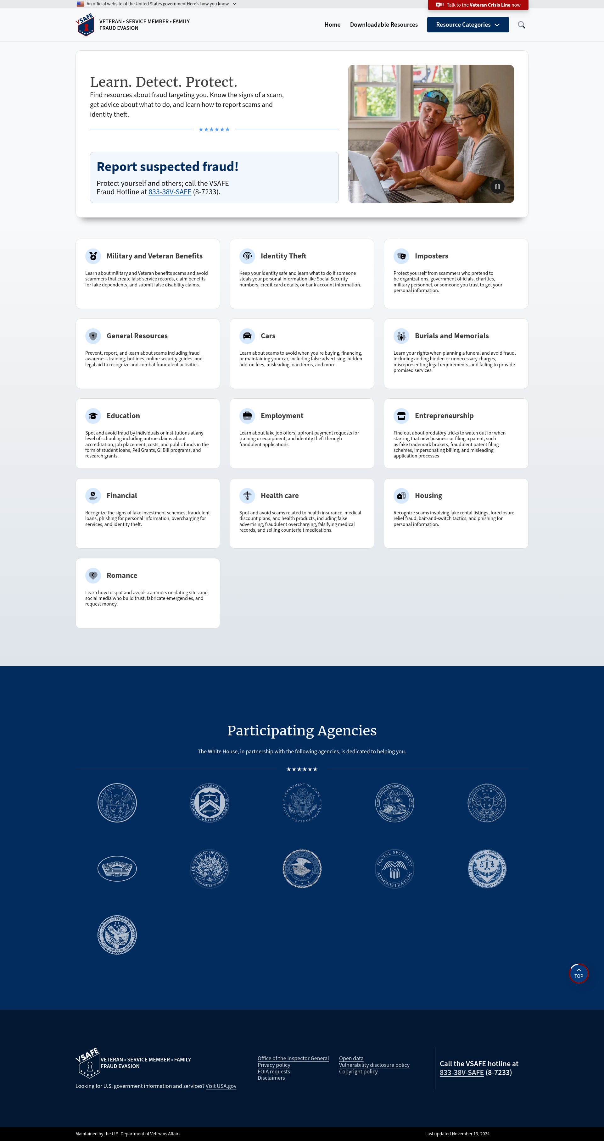 Screenshot of vsafe.gov