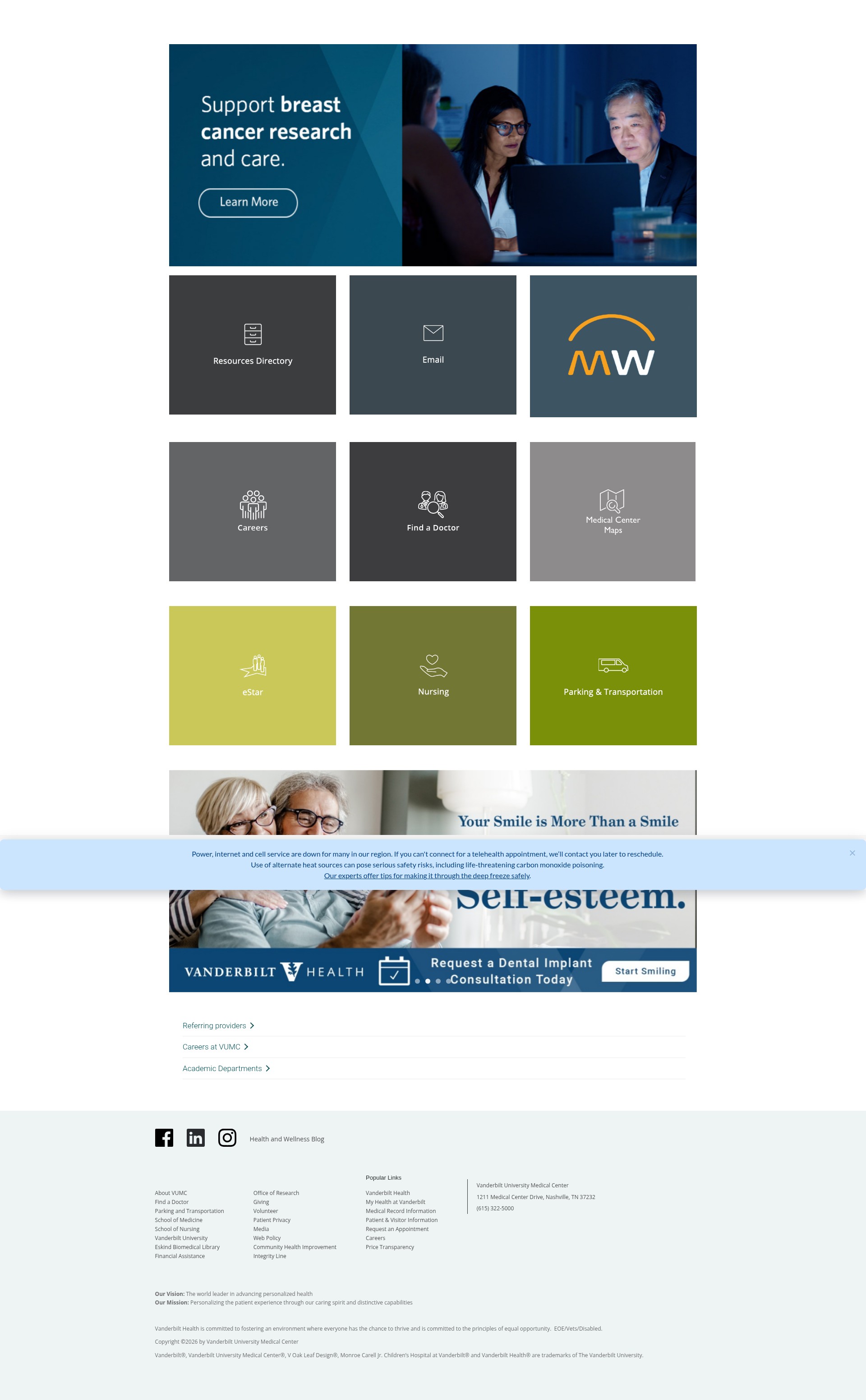 Screenshot of vumc.org
