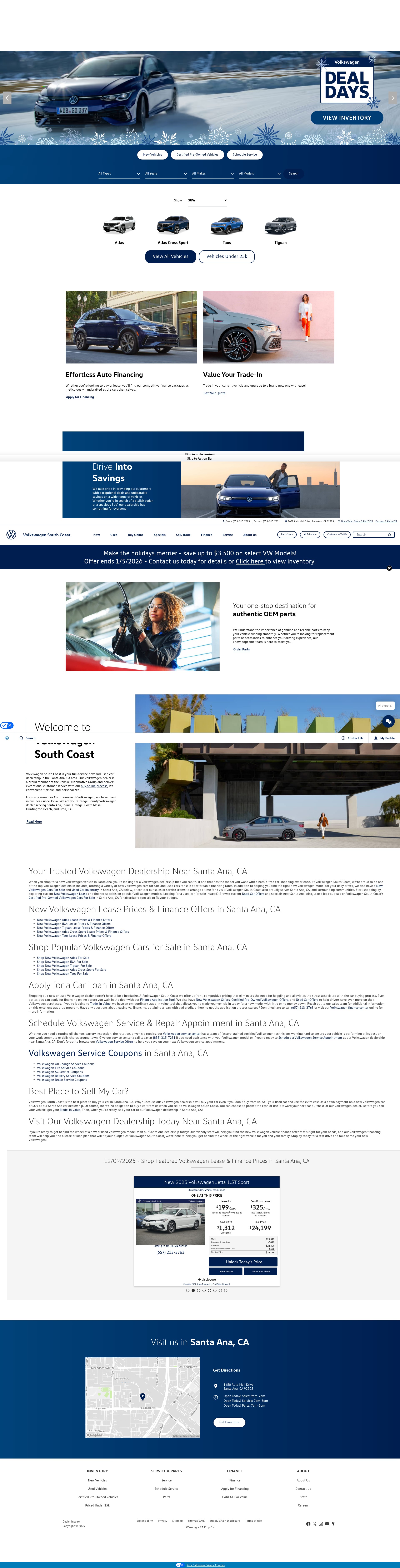 Screenshot of vwsouthcoast.com