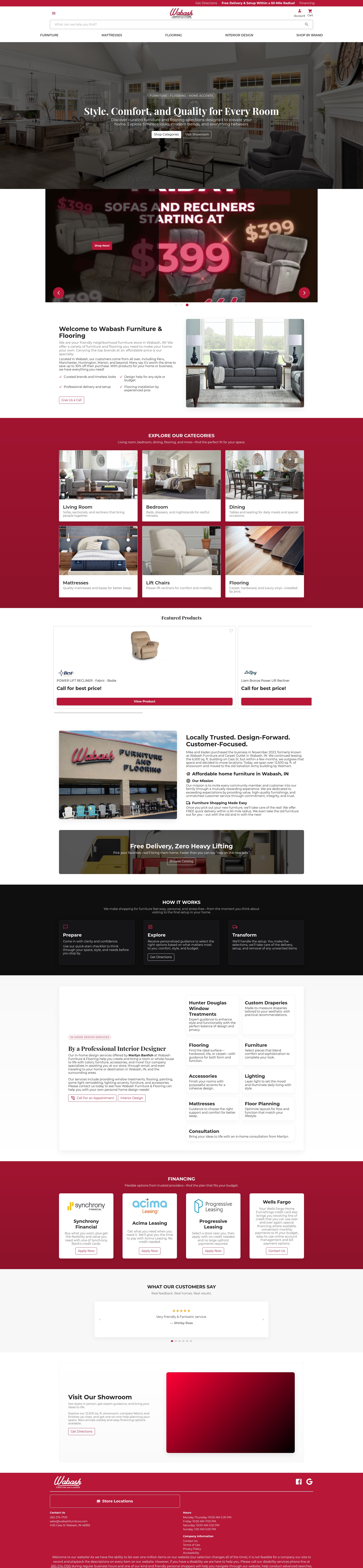 Screenshot of wabashfurniture.com