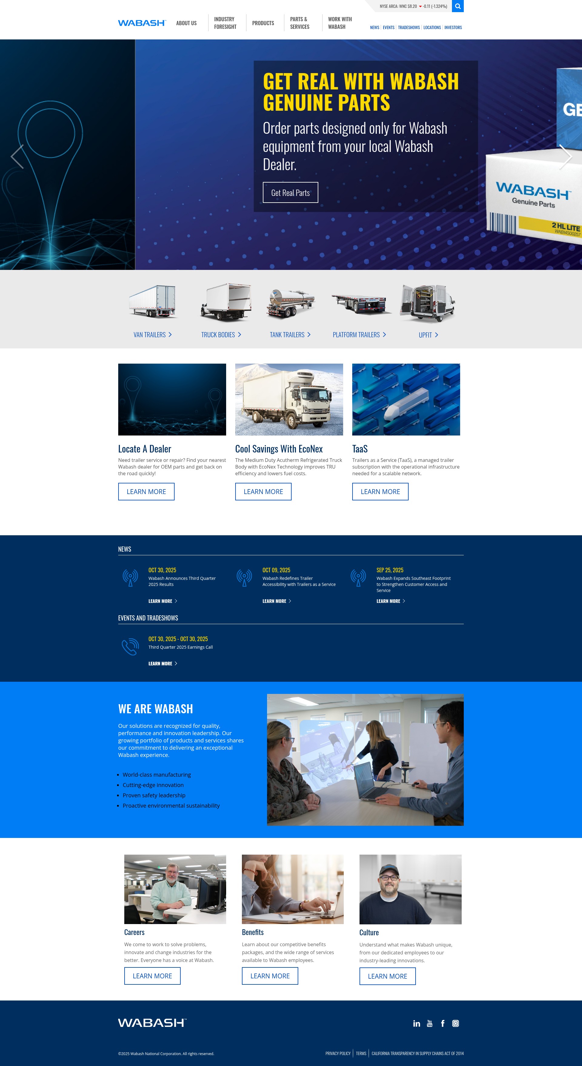 Screenshot of wabashnational.com