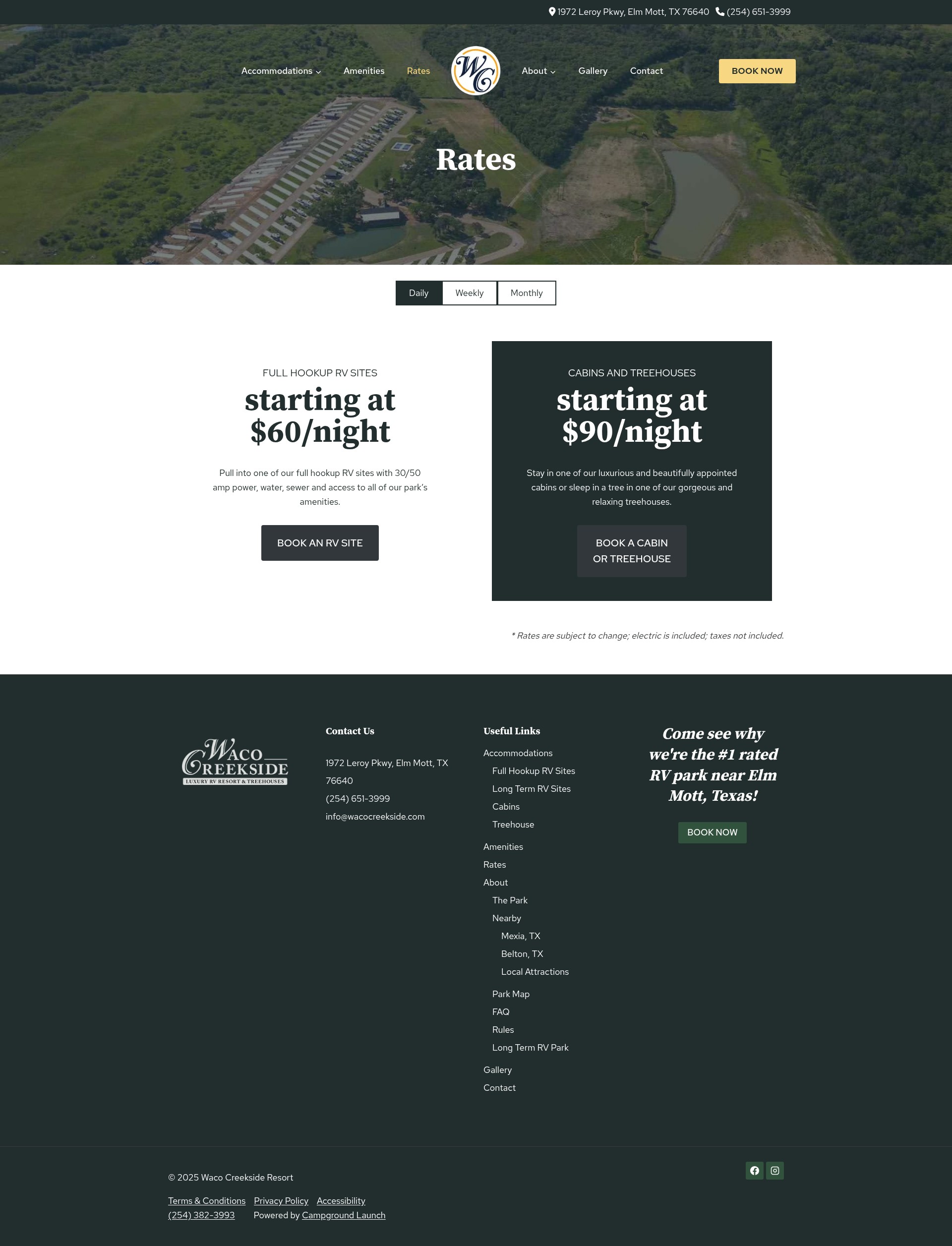 Screenshot of wacocreeksideresort.com