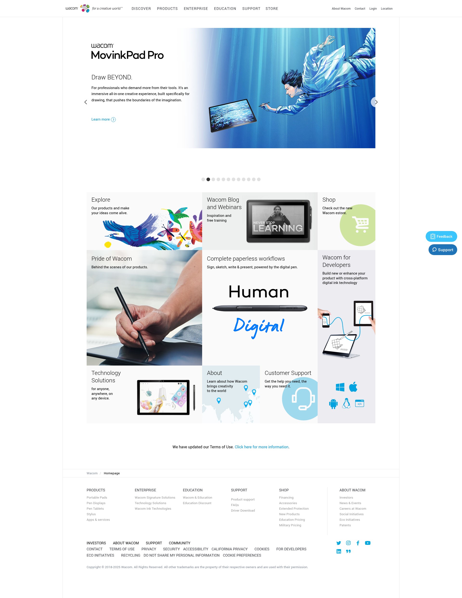 Screenshot of wacom.com