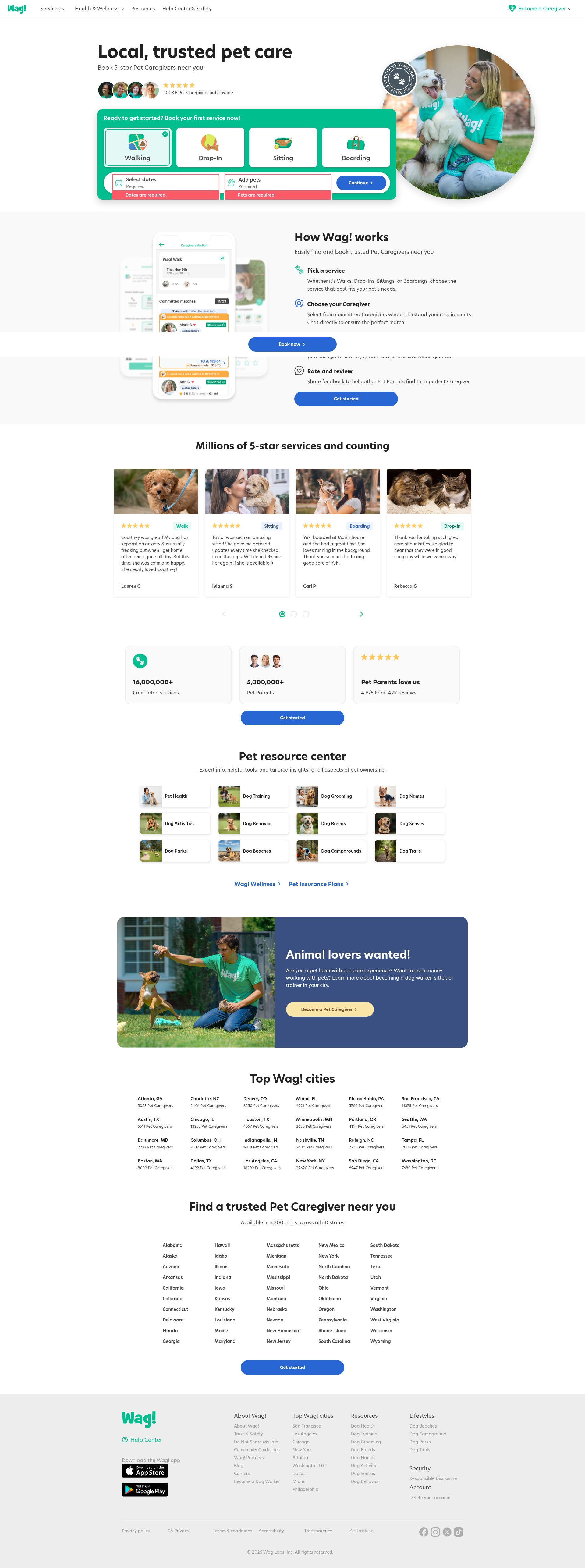 Screenshot of wagwalking.com