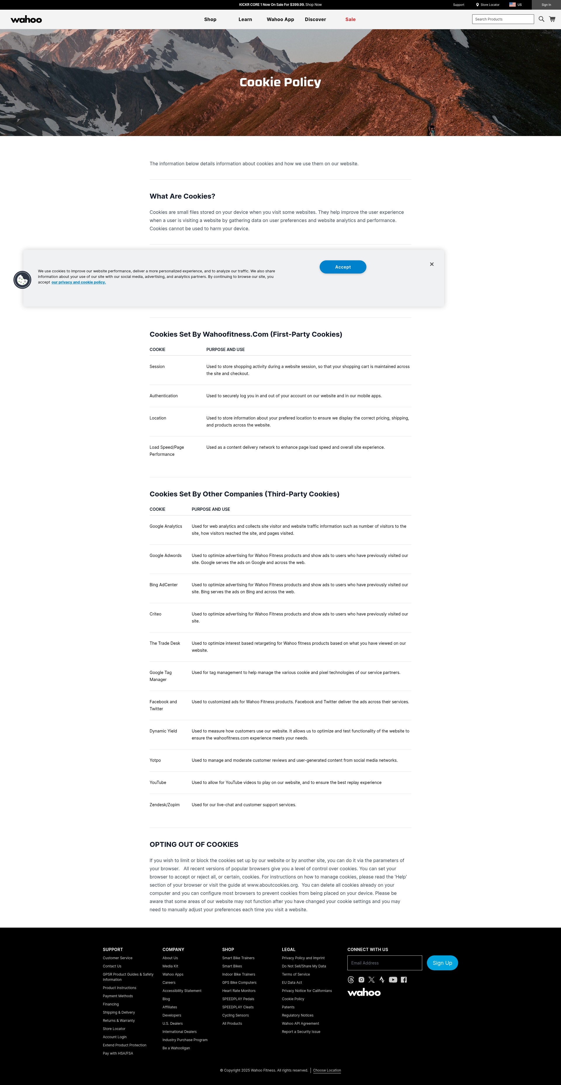 Screenshot of wahoofitness.com