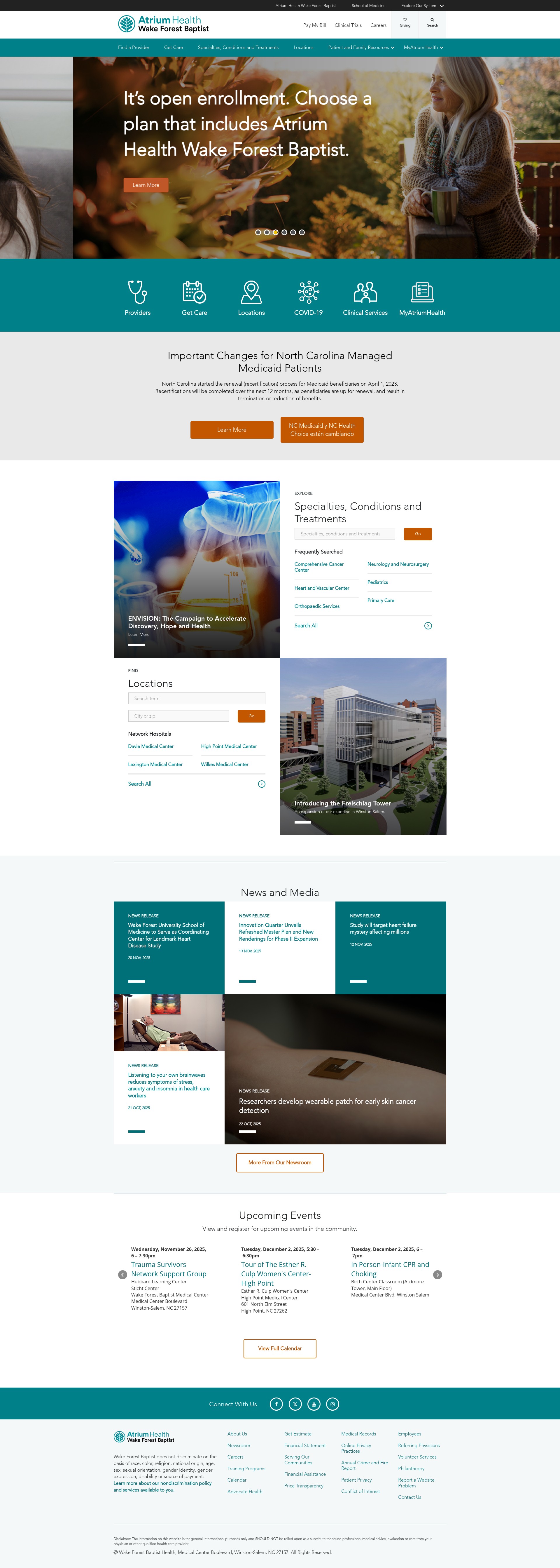 Screenshot of wakehealth.edu