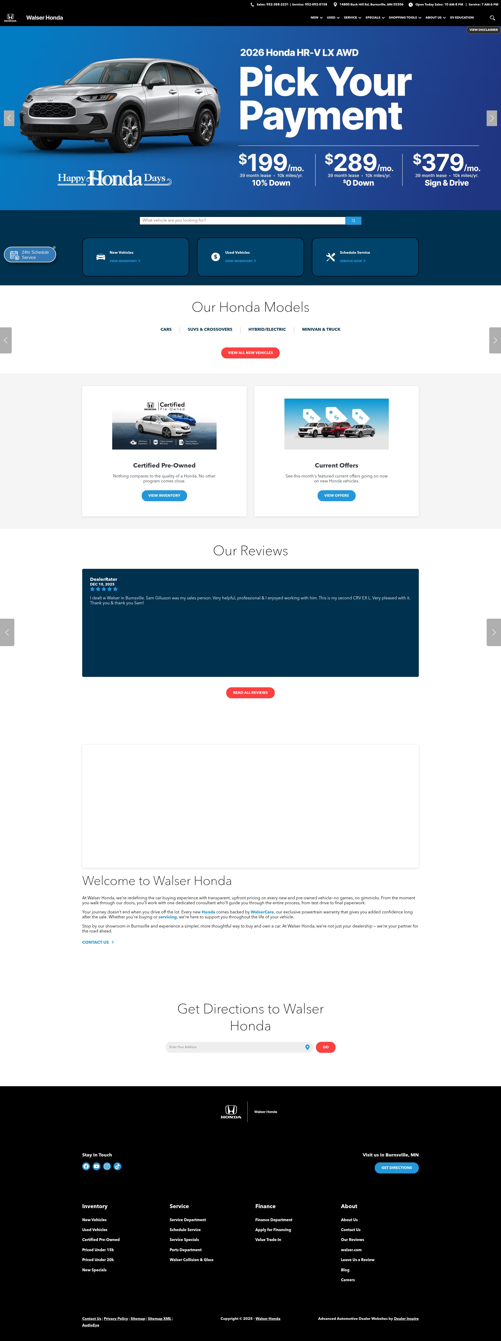 Screenshot of walserhonda.com