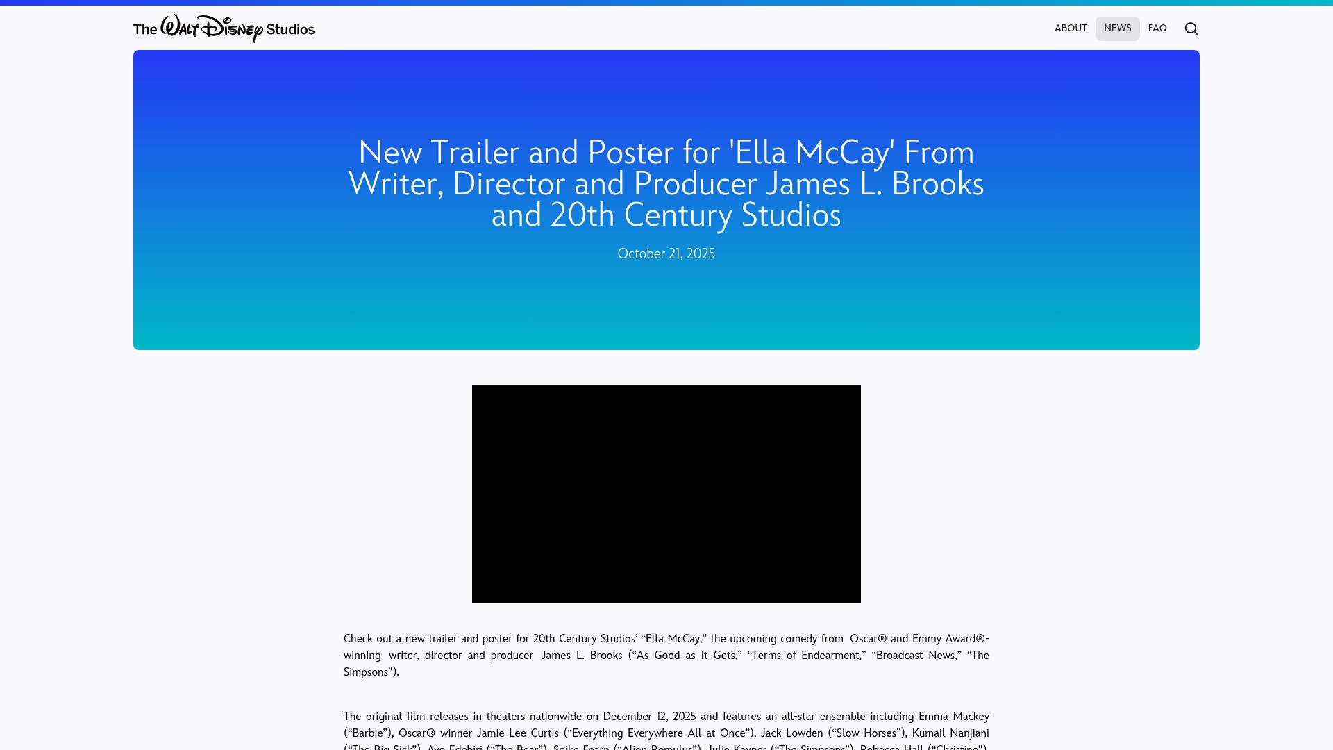Screenshot of waltdisneystudios.com