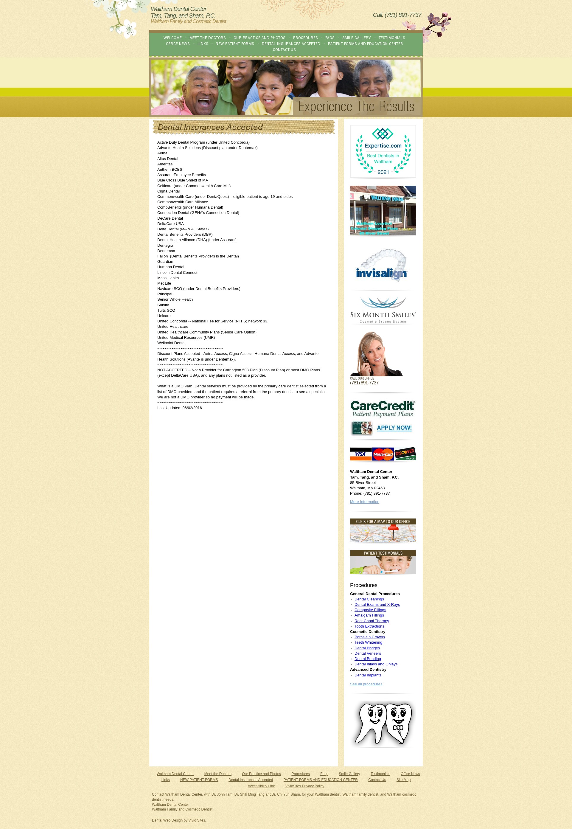 Screenshot of walthamdentalcenter.com