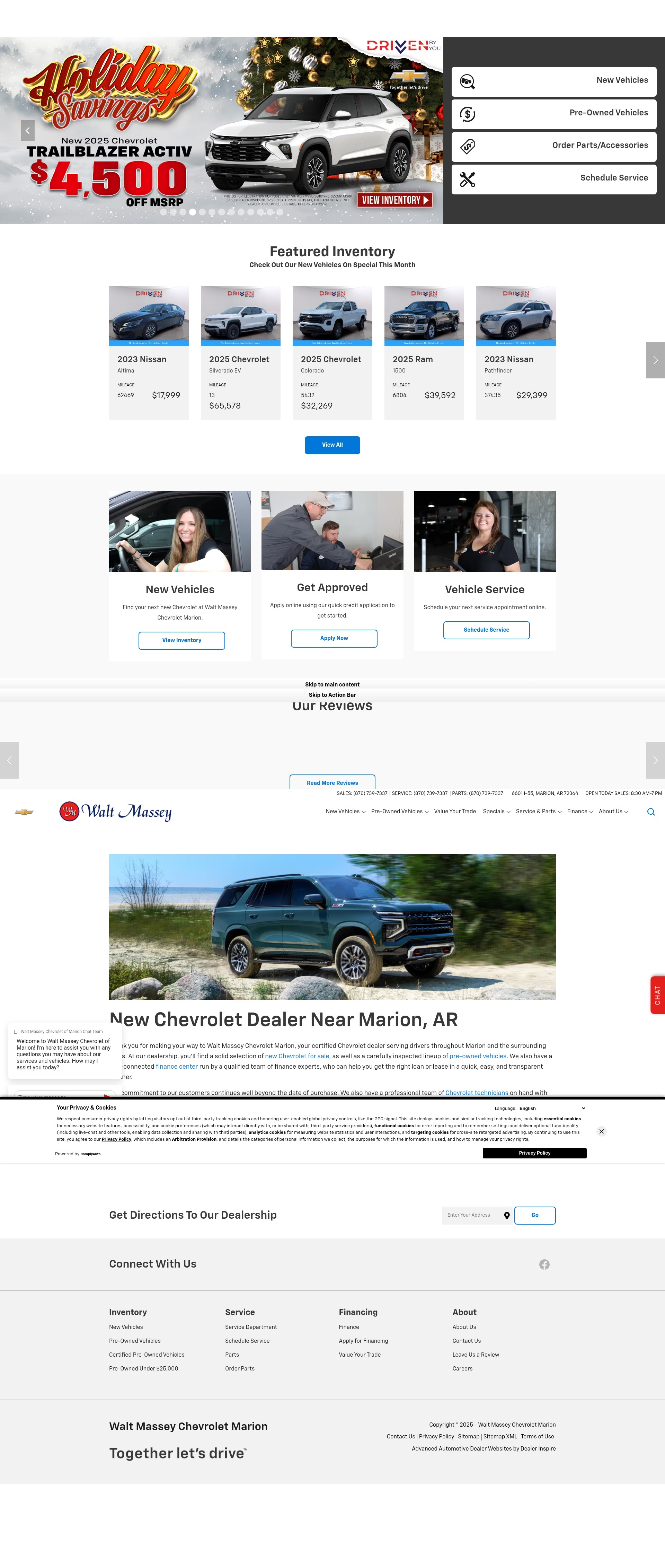 Screenshot of waltmasseychevroletmarion.com