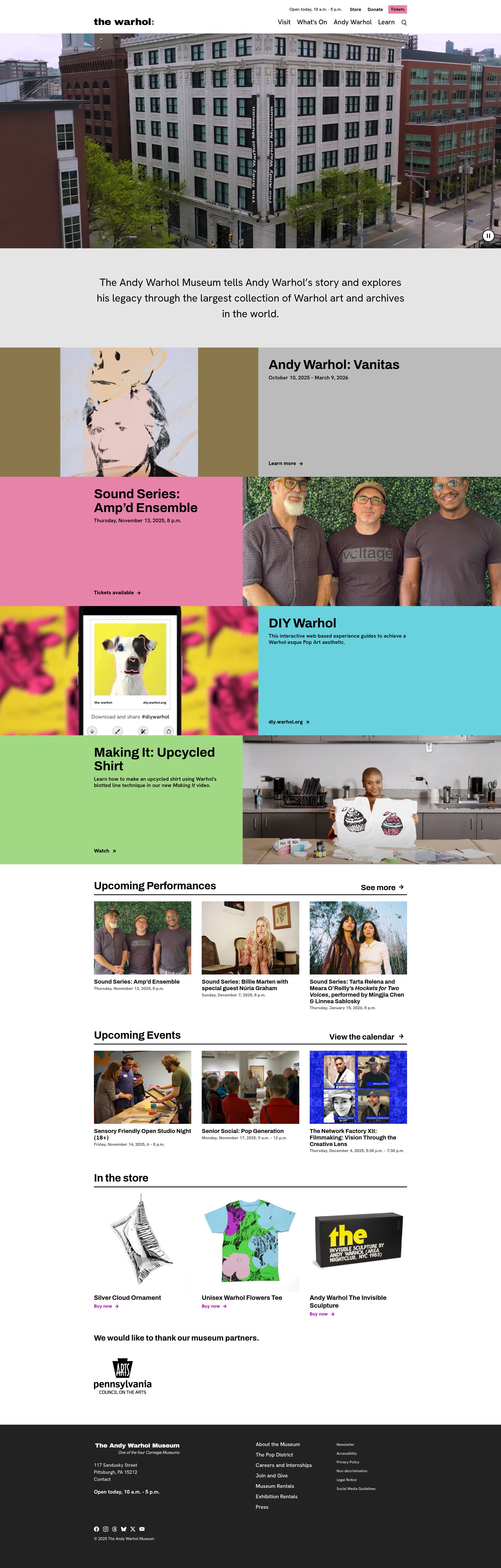 Screenshot of warhol.org
