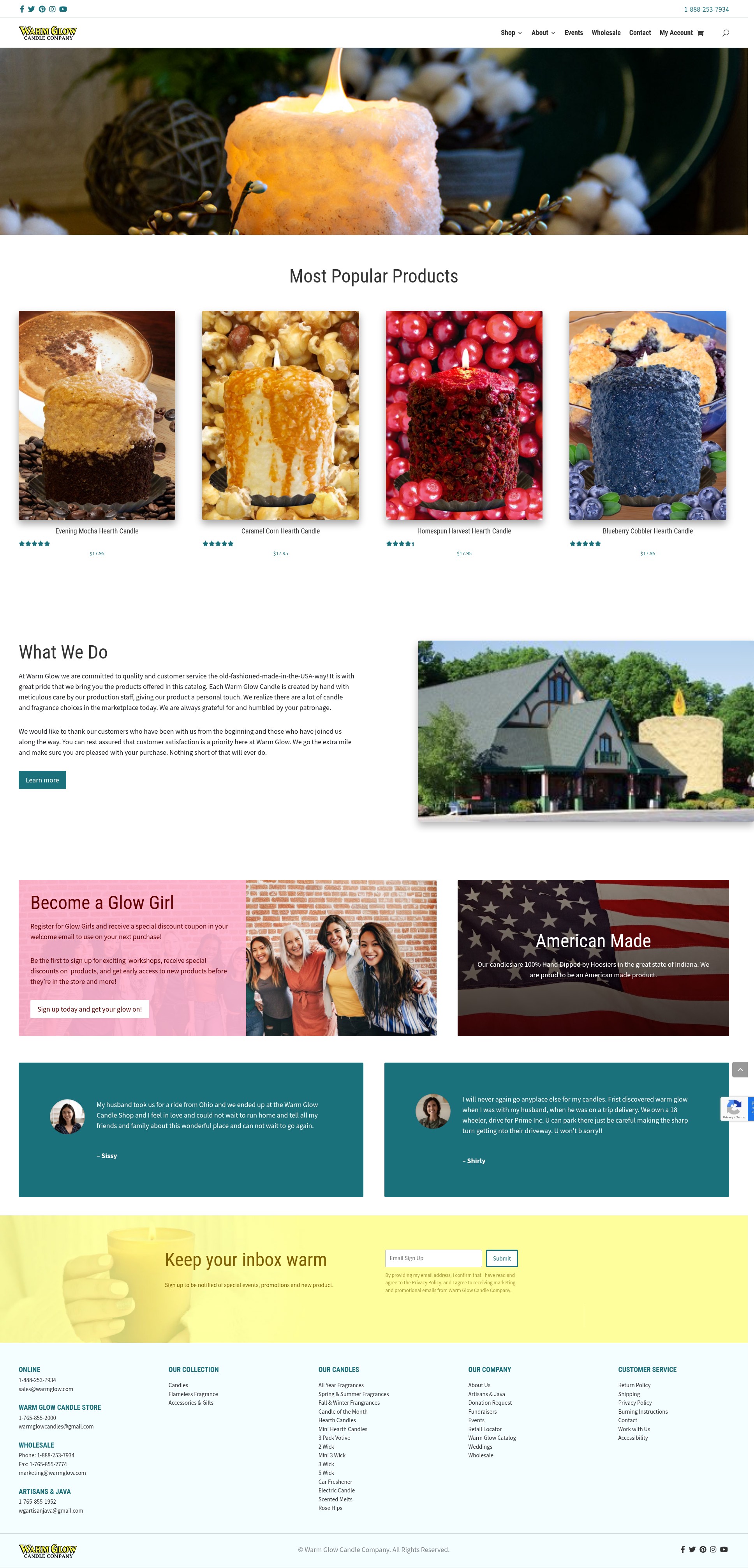 Screenshot of warmglow.com