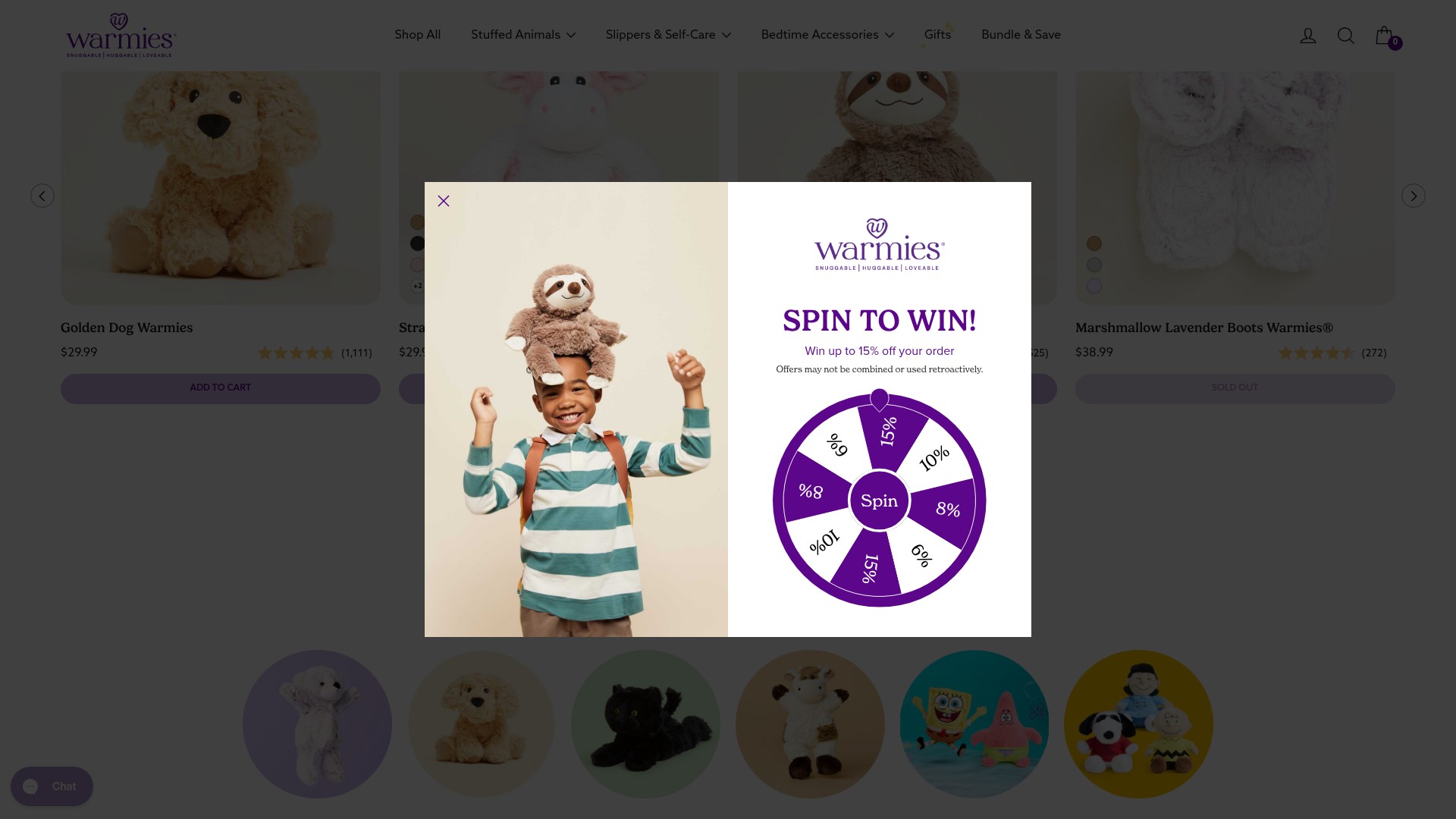 Screenshot of warmies.com