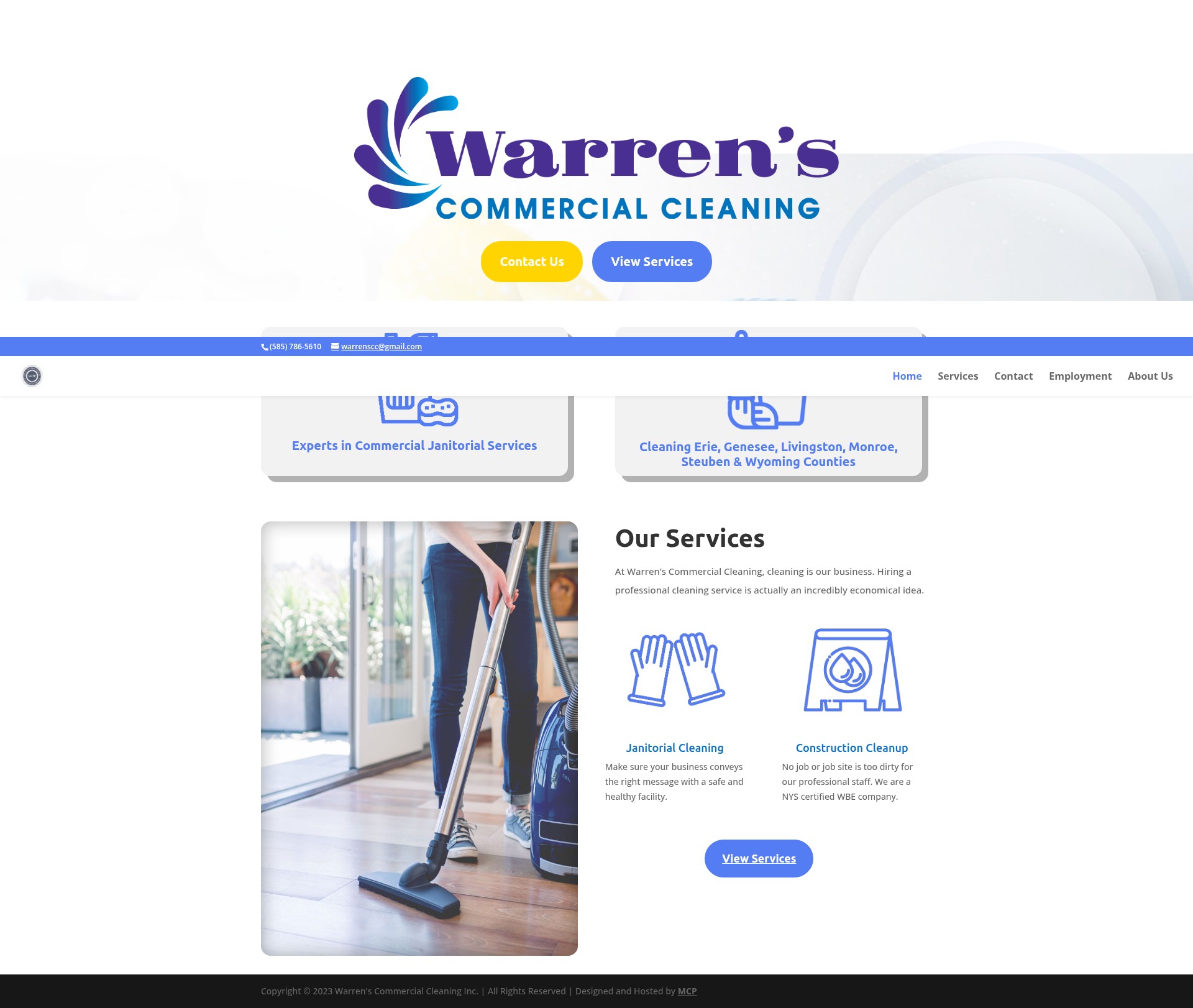 Screenshot of warrenscommercialcleaning.com