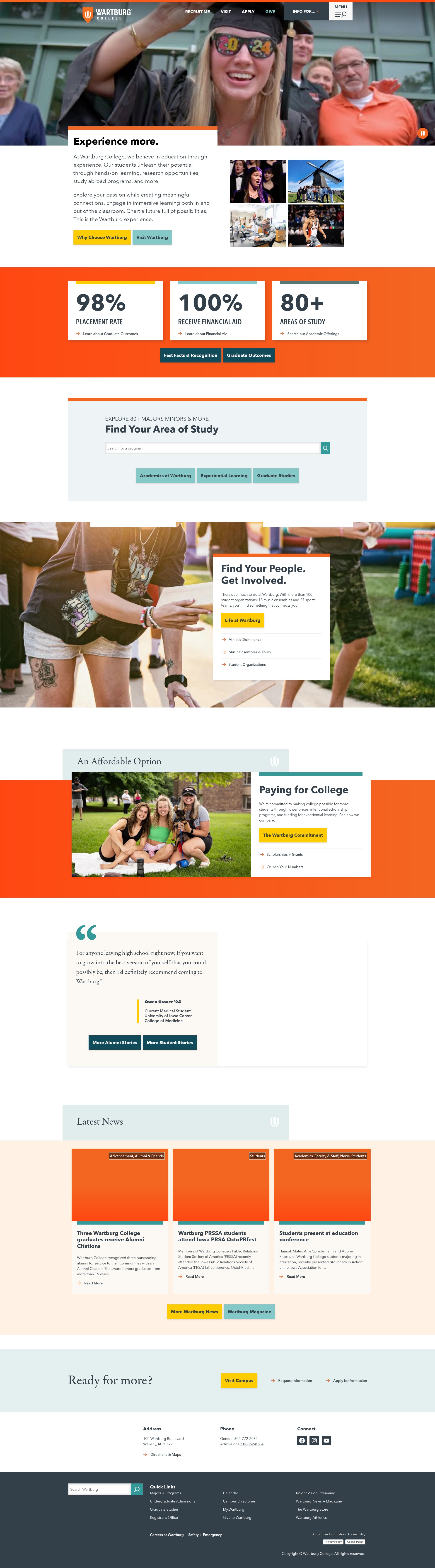 Screenshot of wartburg.edu