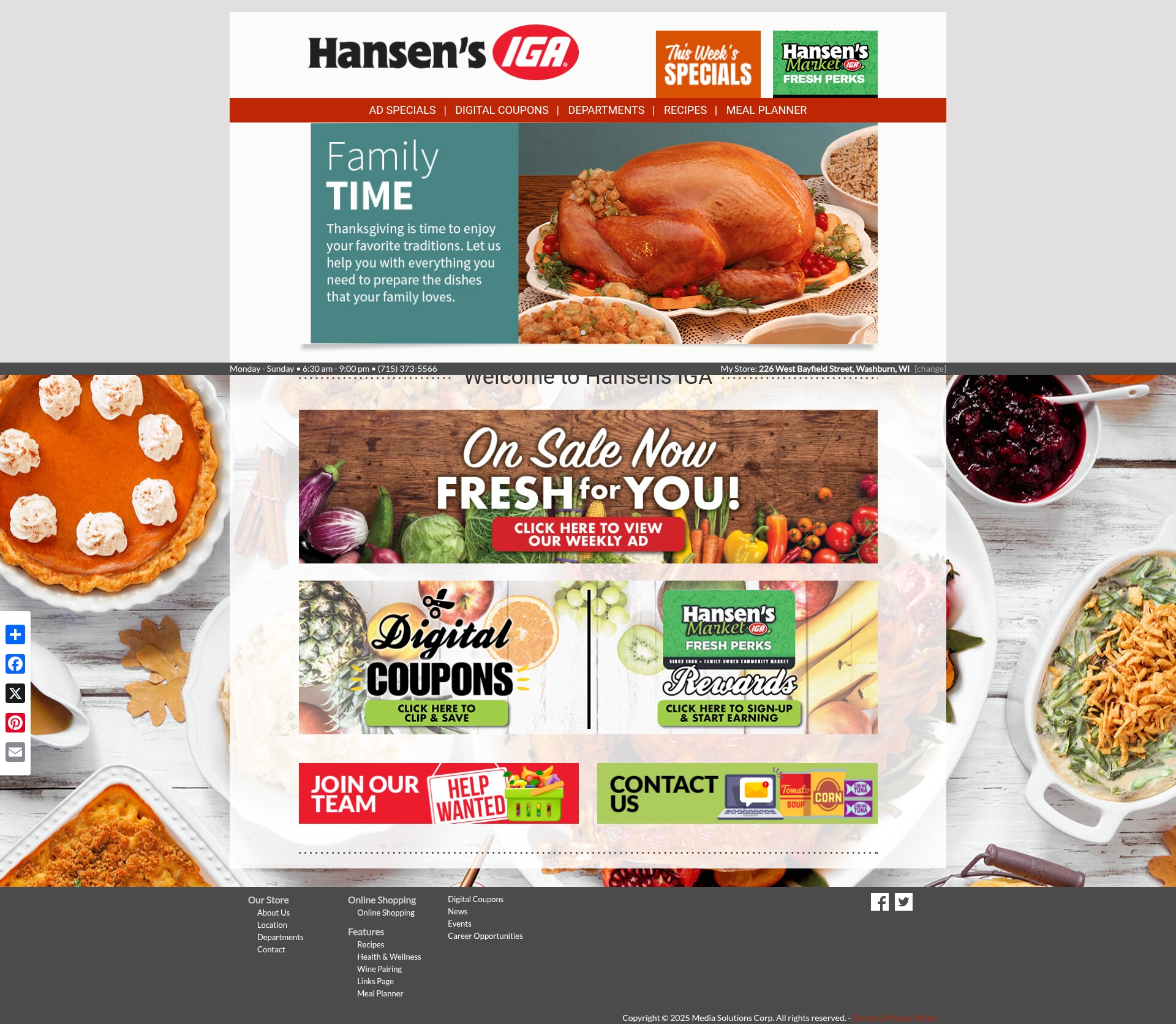 Screenshot of washburn.hansensiga.com