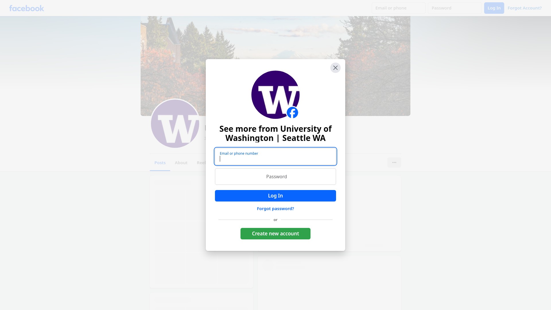 Screenshot of washington.edu