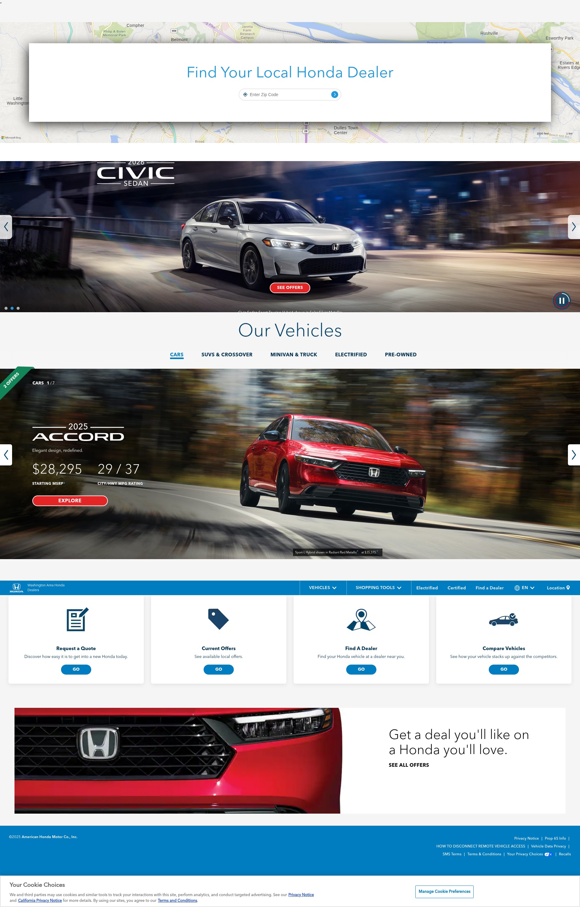 Screenshot of washingtonarea.hondadealers.com