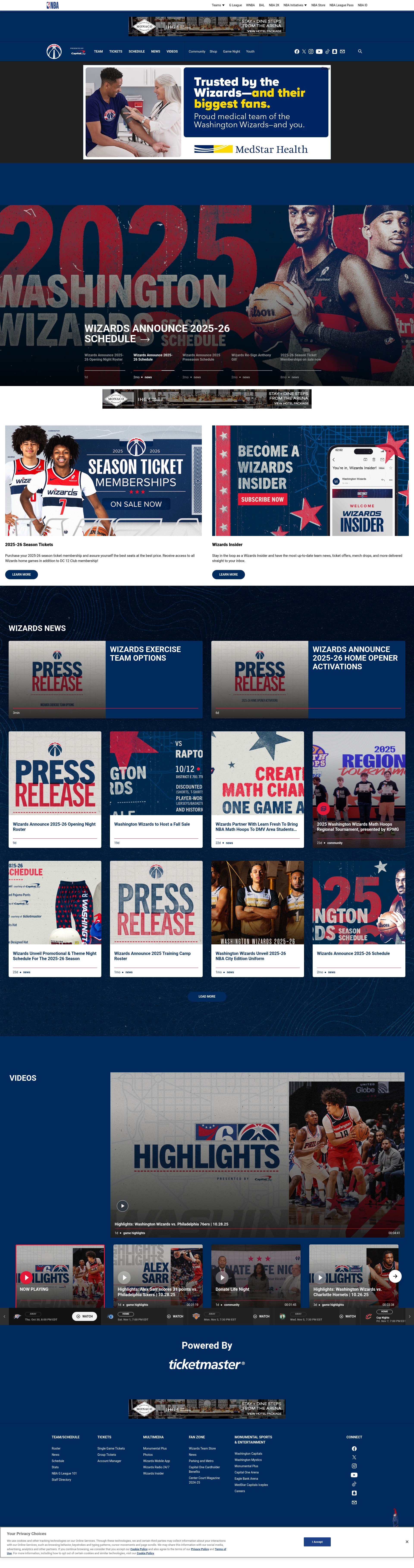 Screenshot of washingtonwizards.com