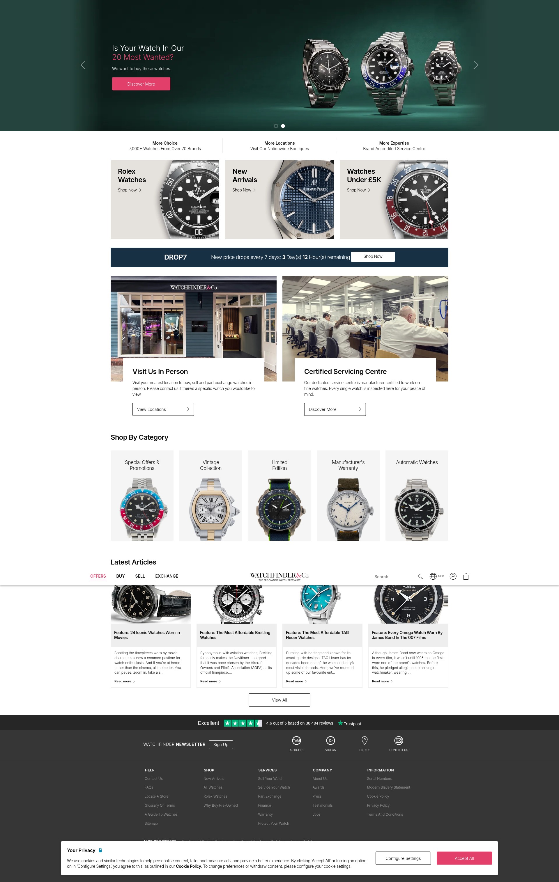 Screenshot of watchfinder.co.uk