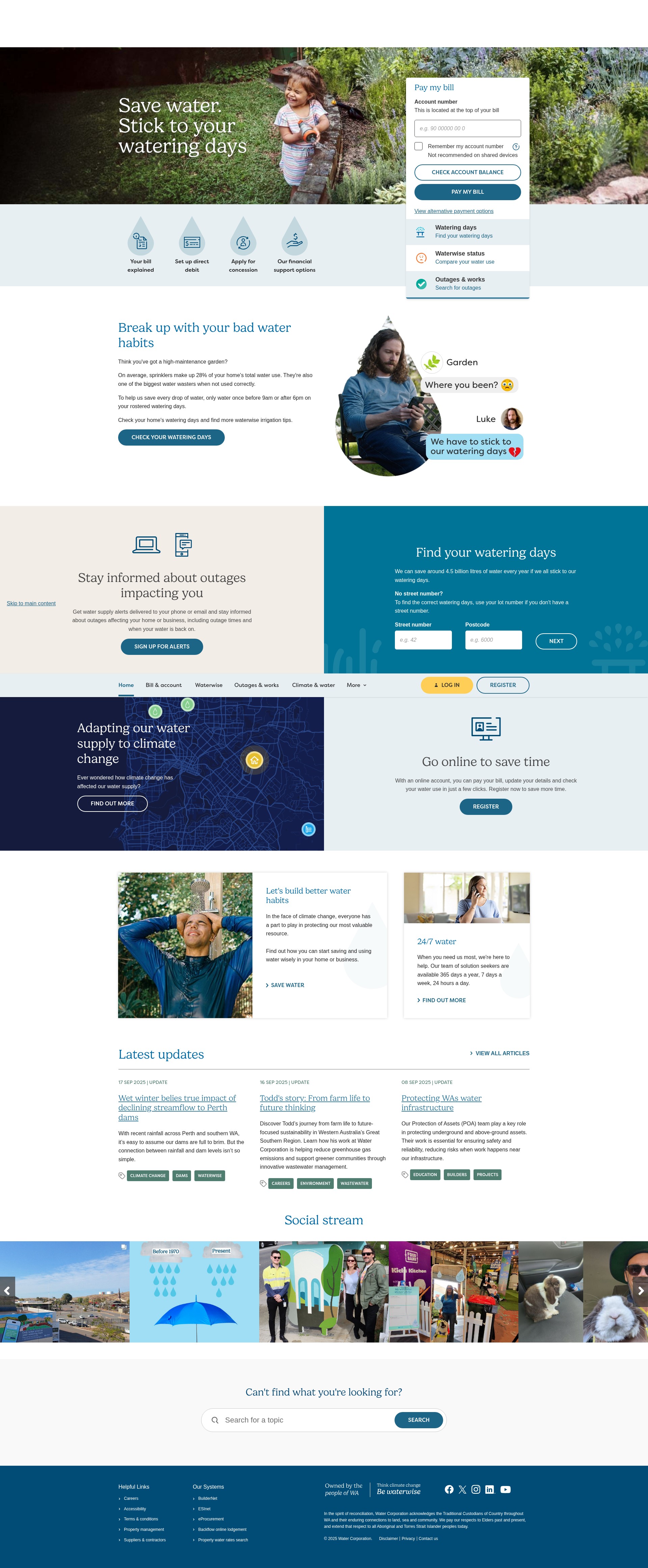 Screenshot of watercorporation.com.au