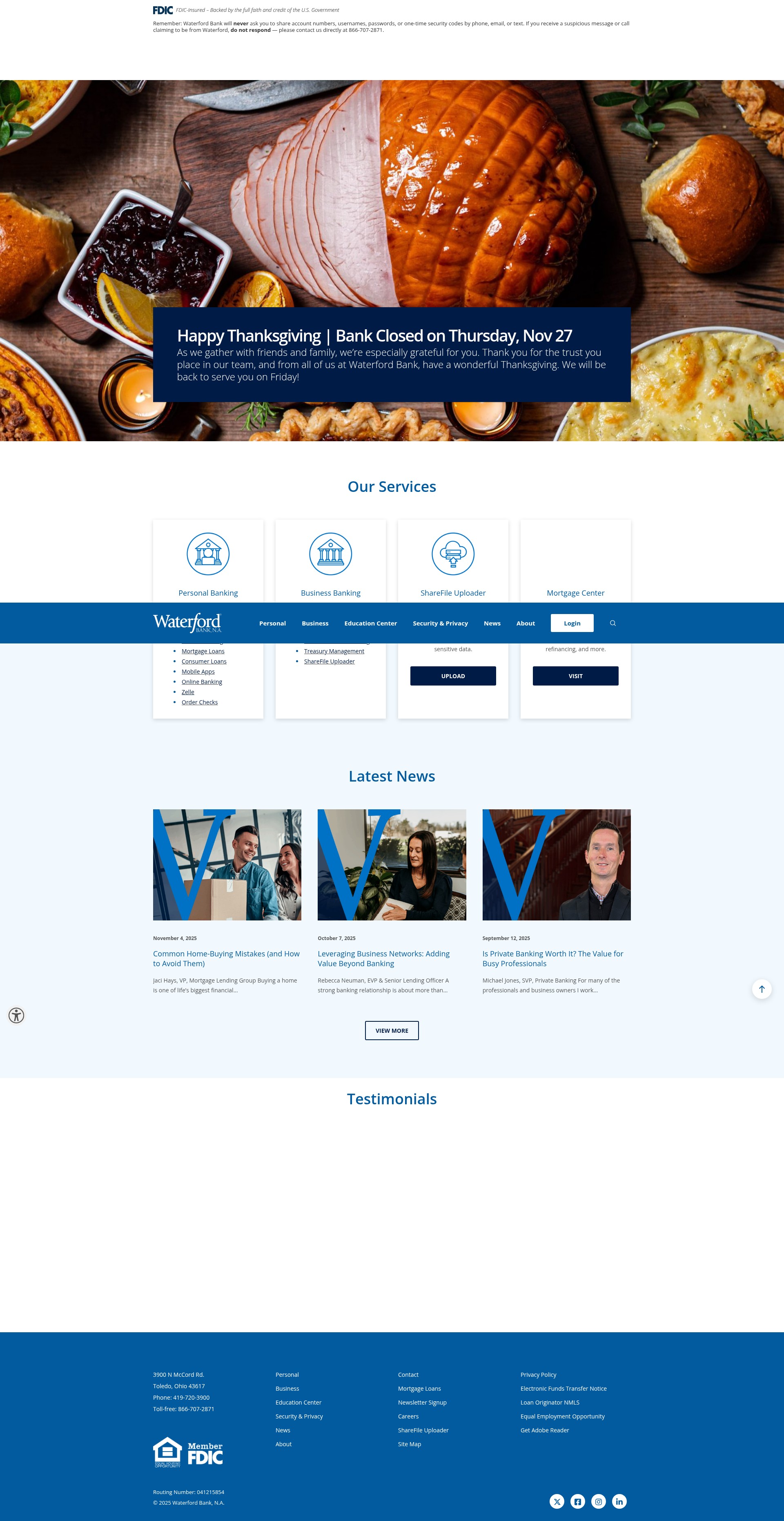 Screenshot of waterfordbankna.com