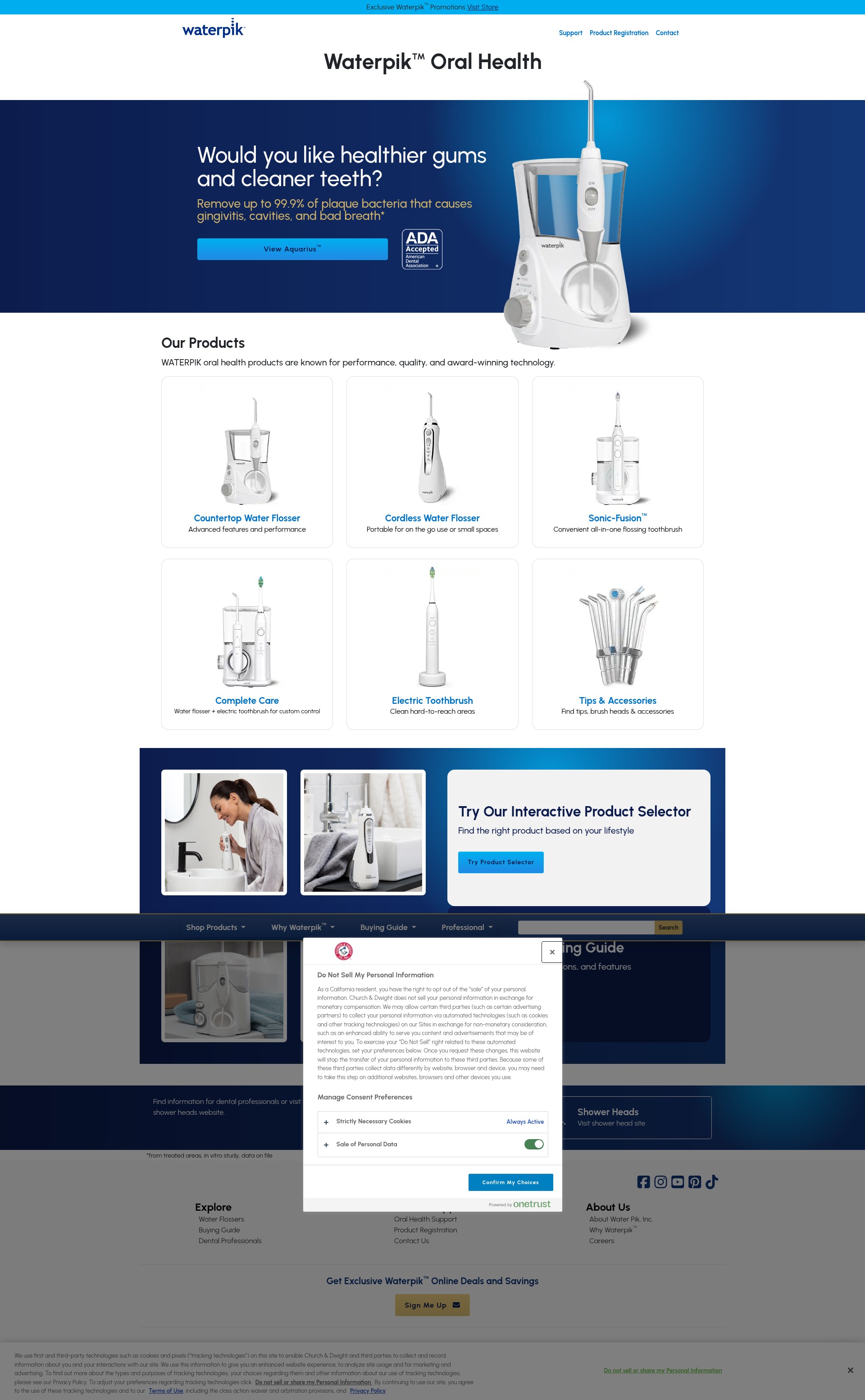 Screenshot of waterpik.com