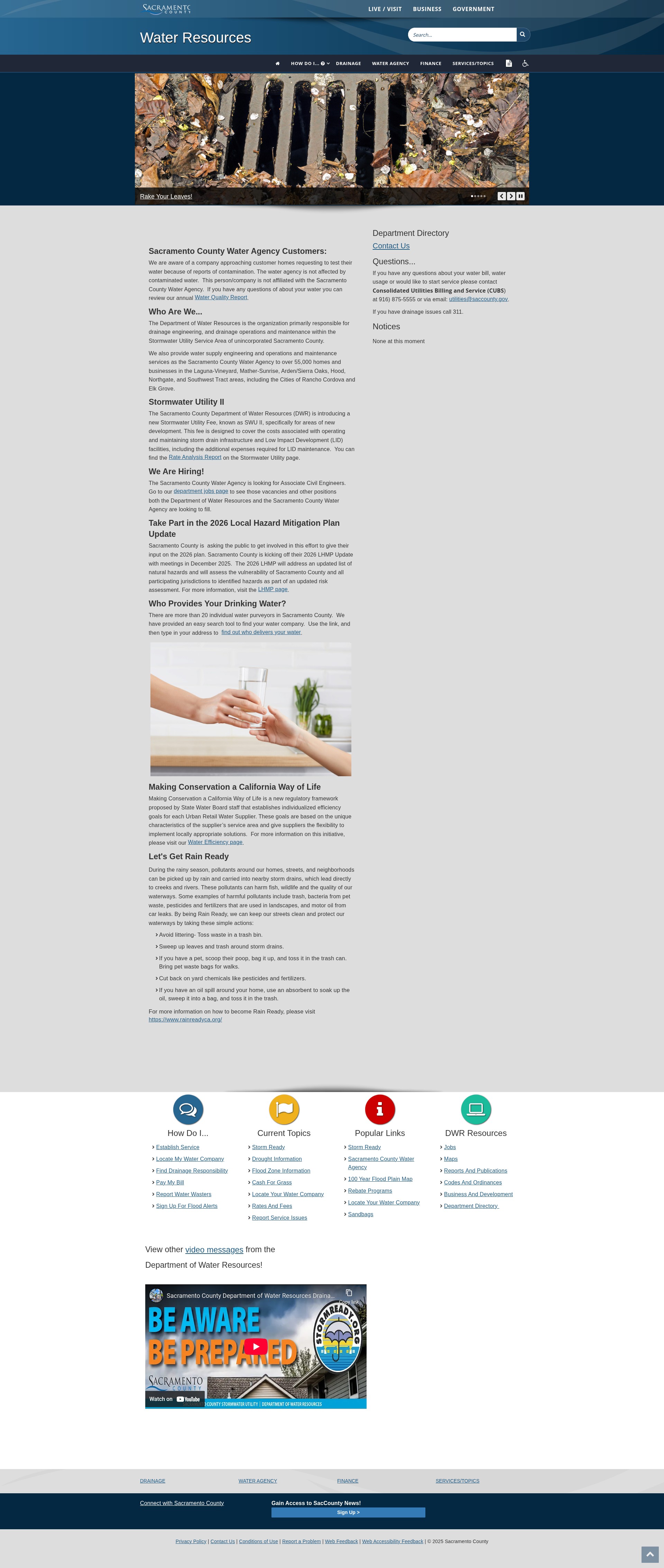 Screenshot of waterresources.saccounty.gov