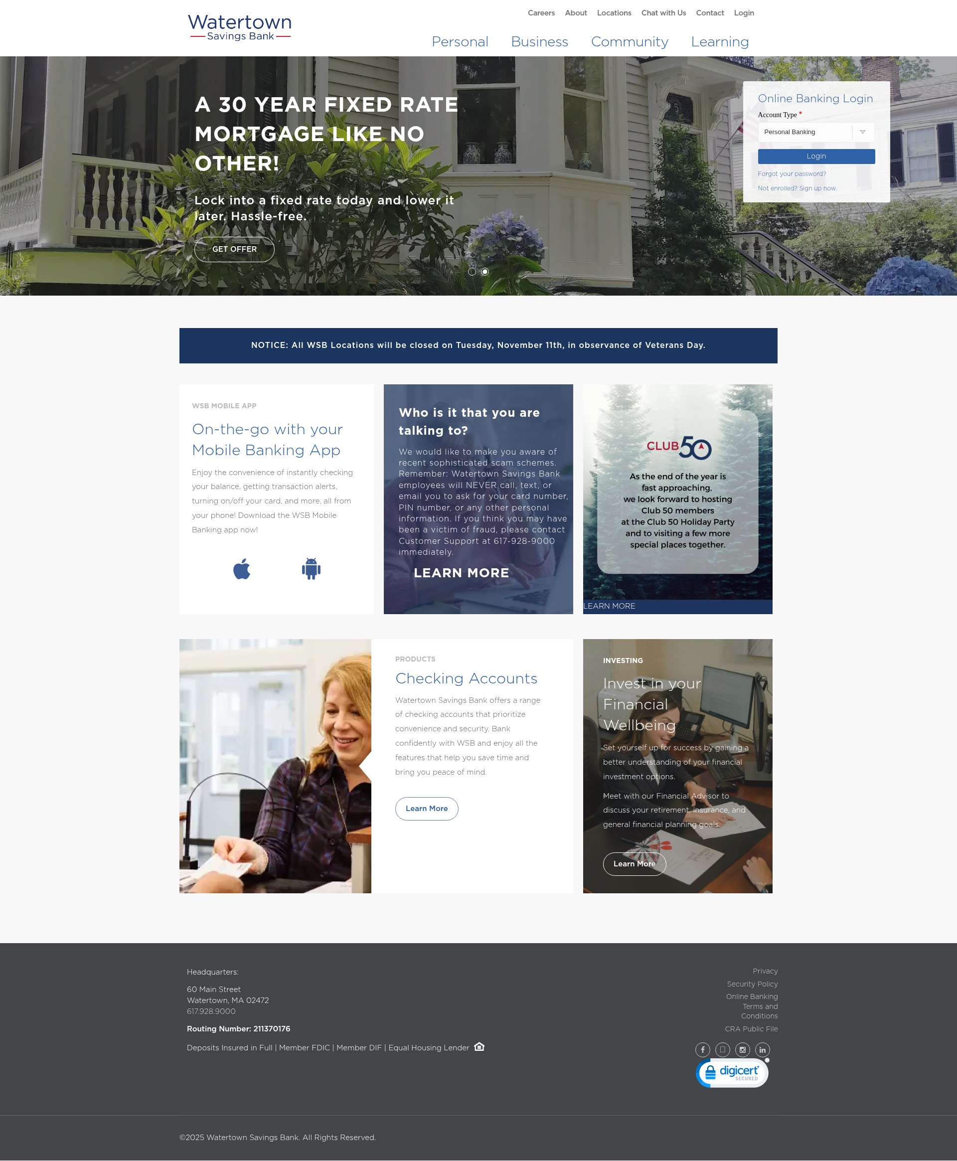 Screenshot of watertownsavings.com