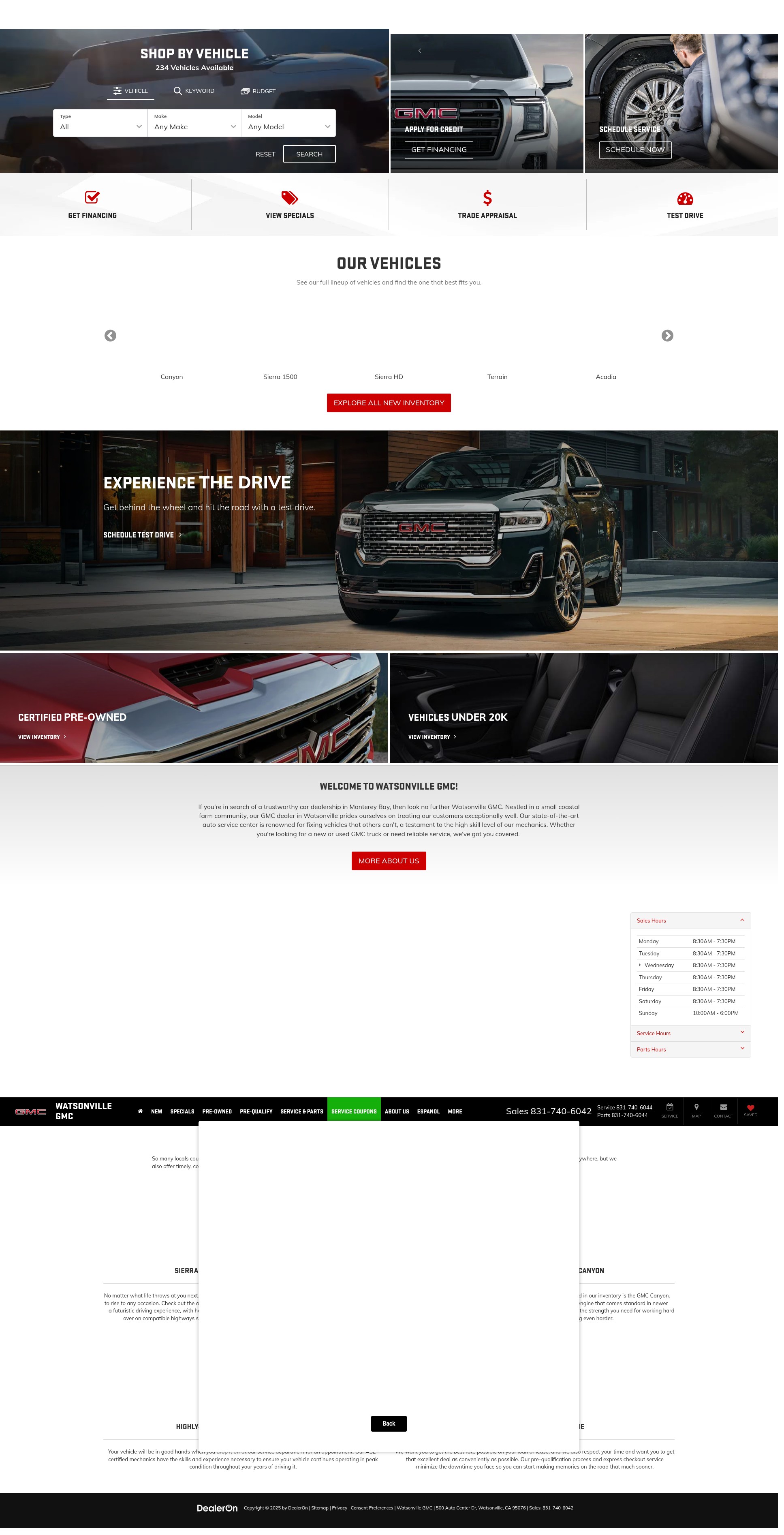 Screenshot of watsonvillegmc.com