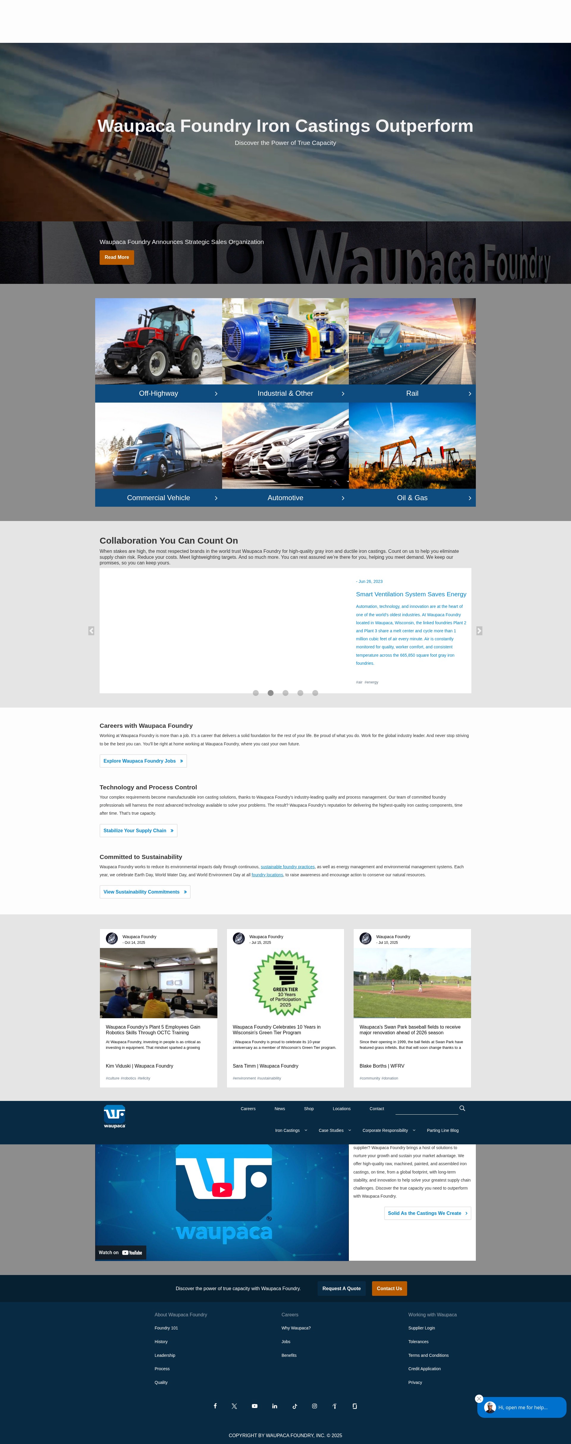 Screenshot of waupacafoundry.com