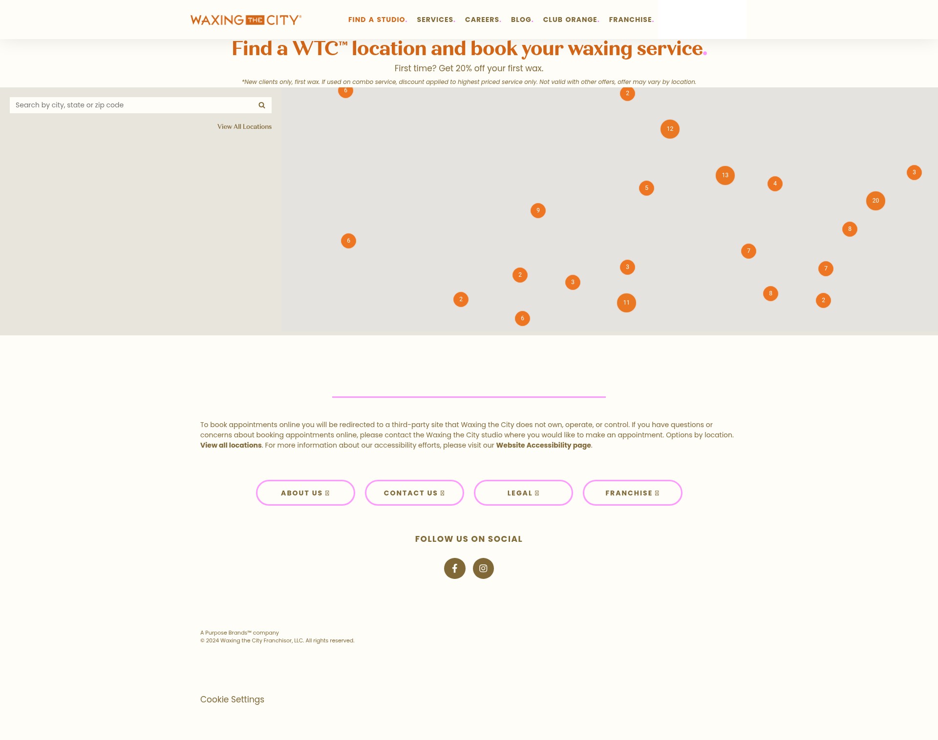 Screenshot of waxingthecity.com