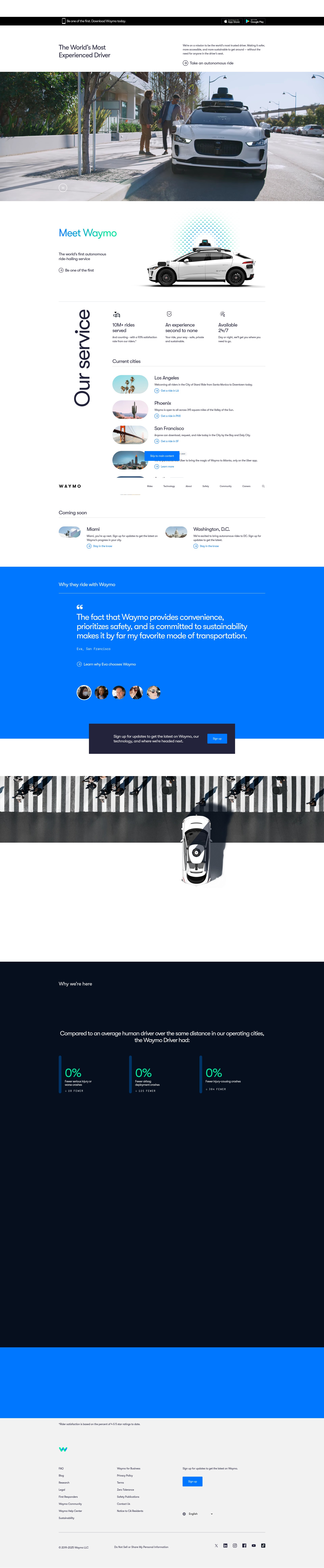 Screenshot of waymo.com