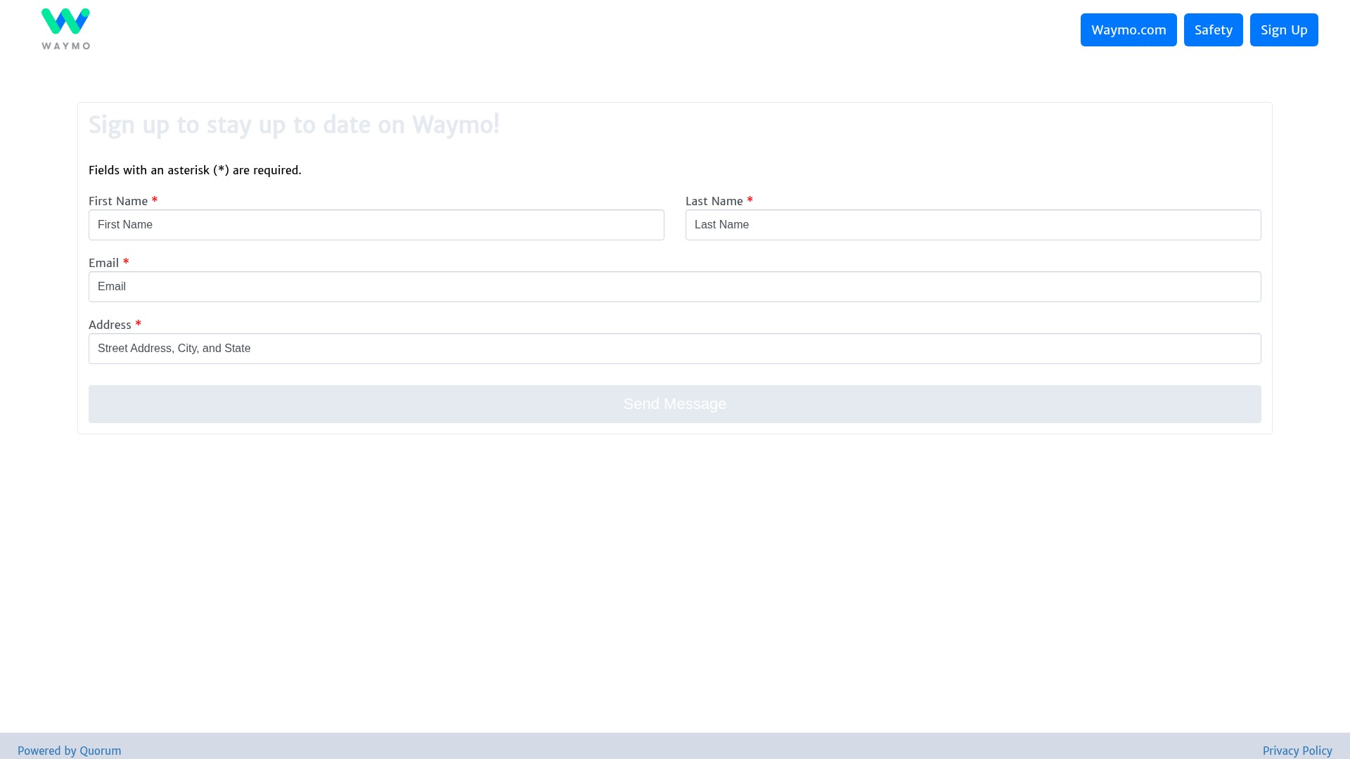 Screenshot of waymo.quorum.us