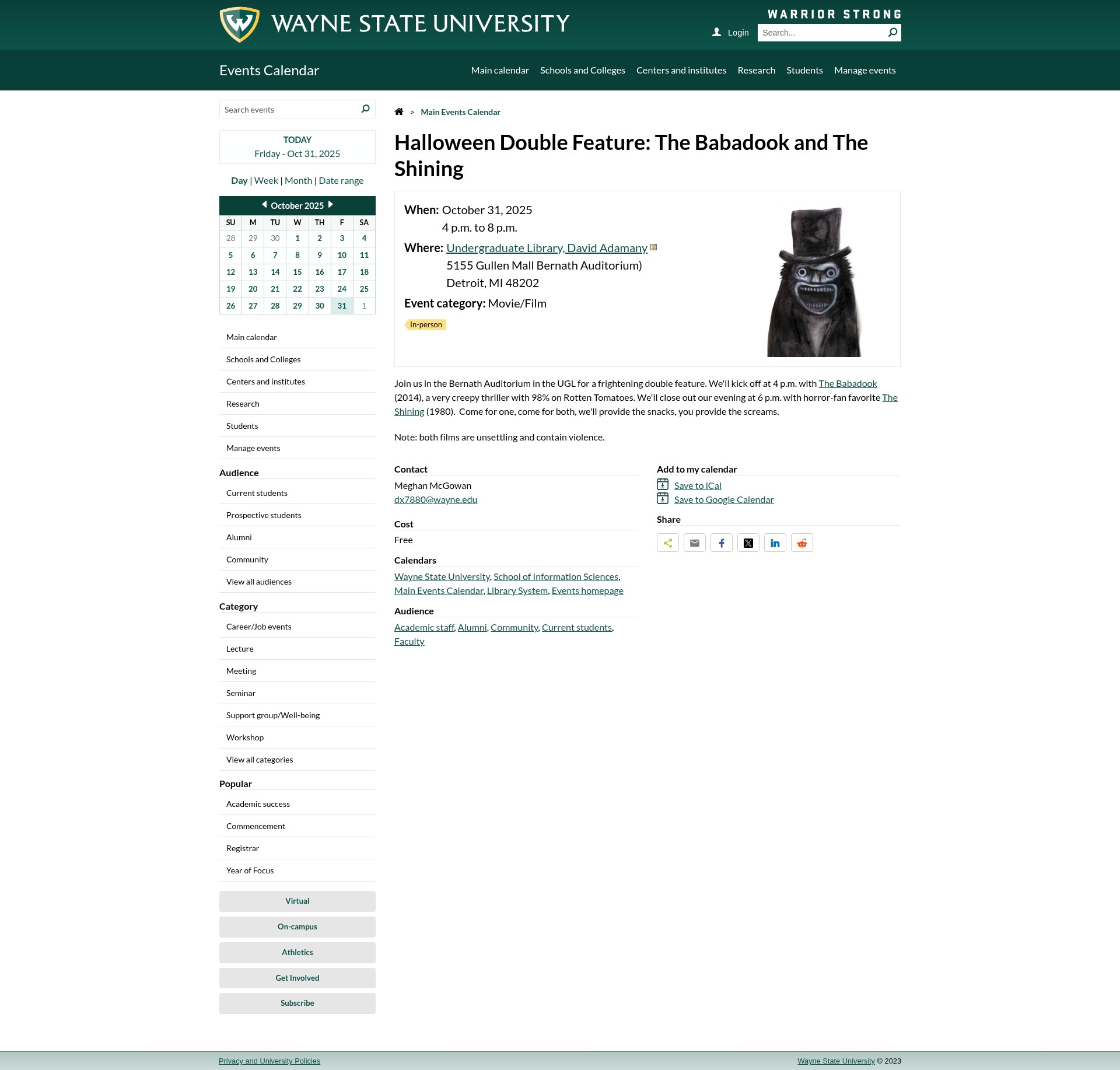 Screenshot of wayne.edu