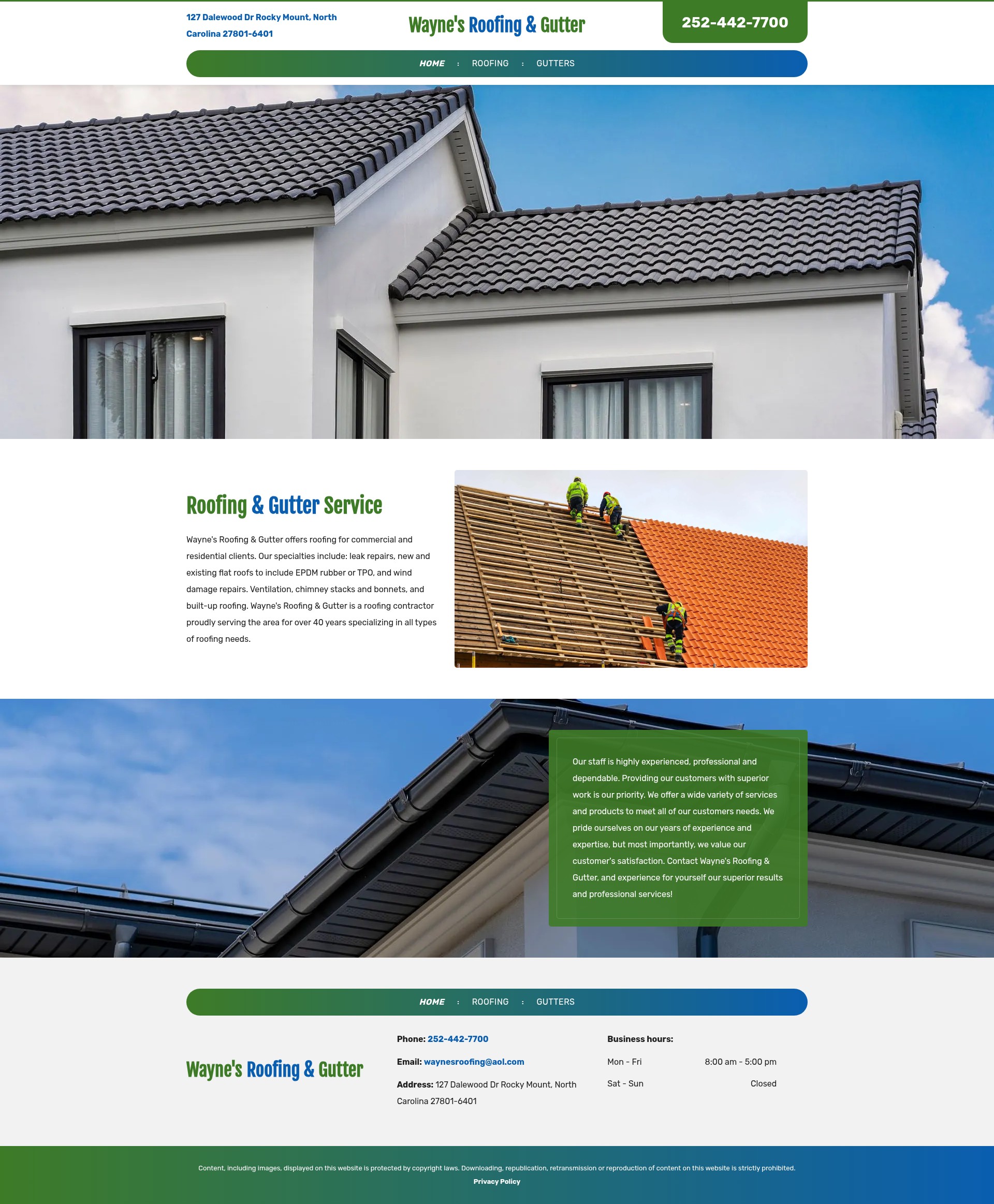 Screenshot of waynesroofingnc.com