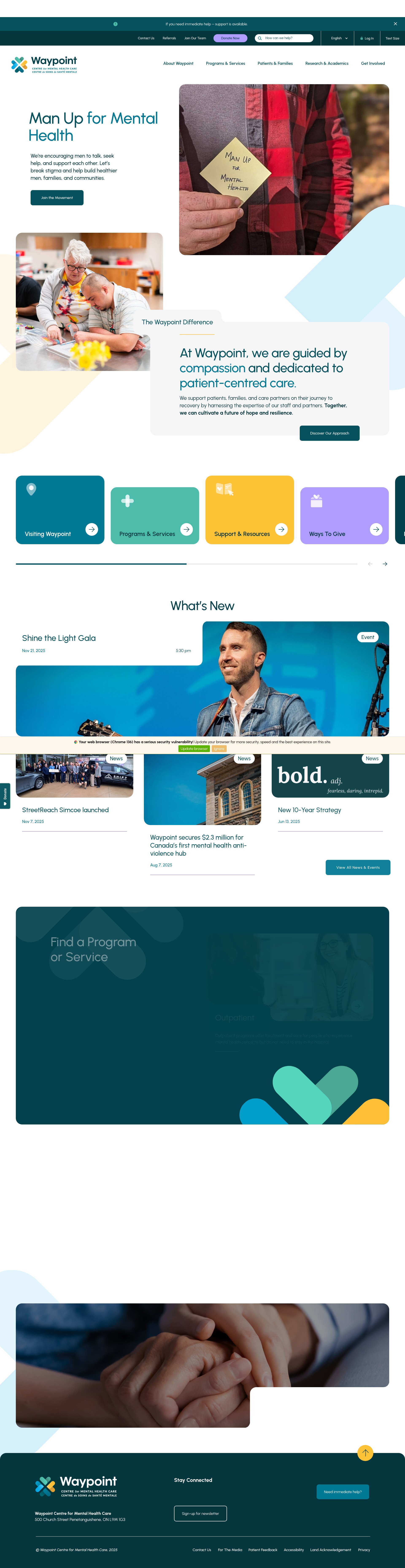 Screenshot of waypointcentre.ca