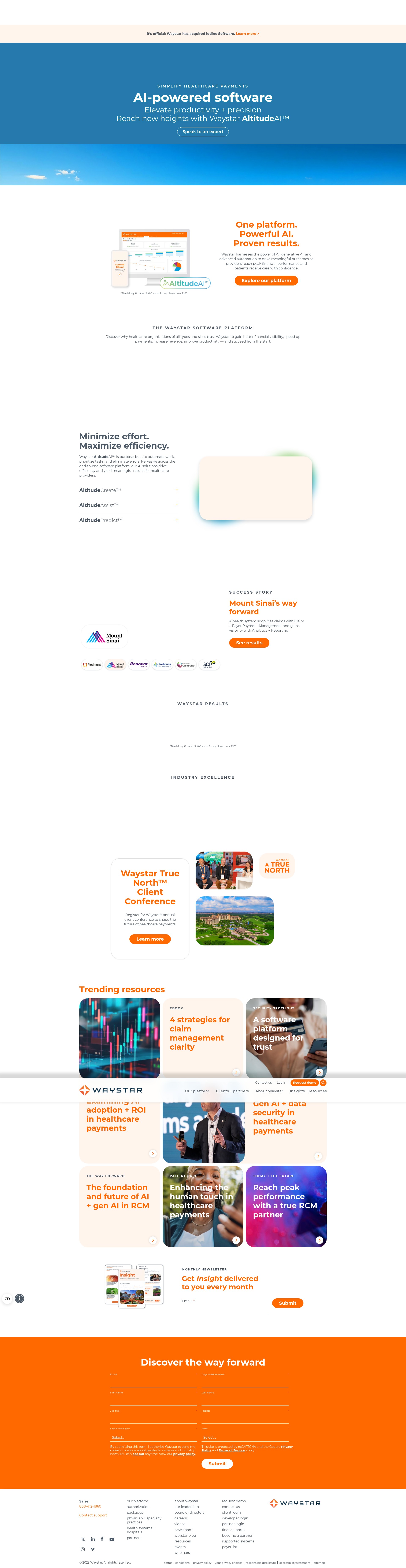 Screenshot of waystar.com