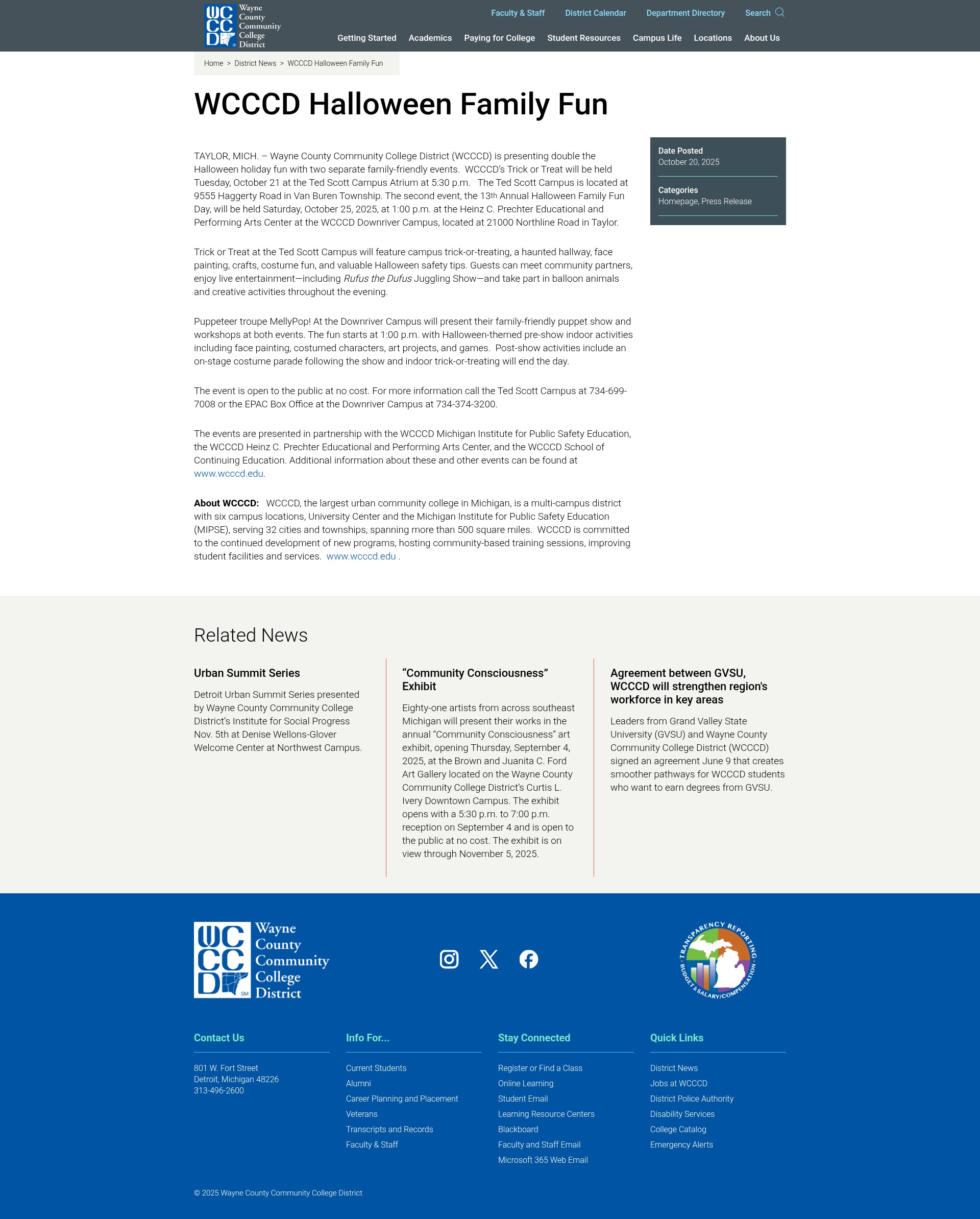 Screenshot of wcccd.edu