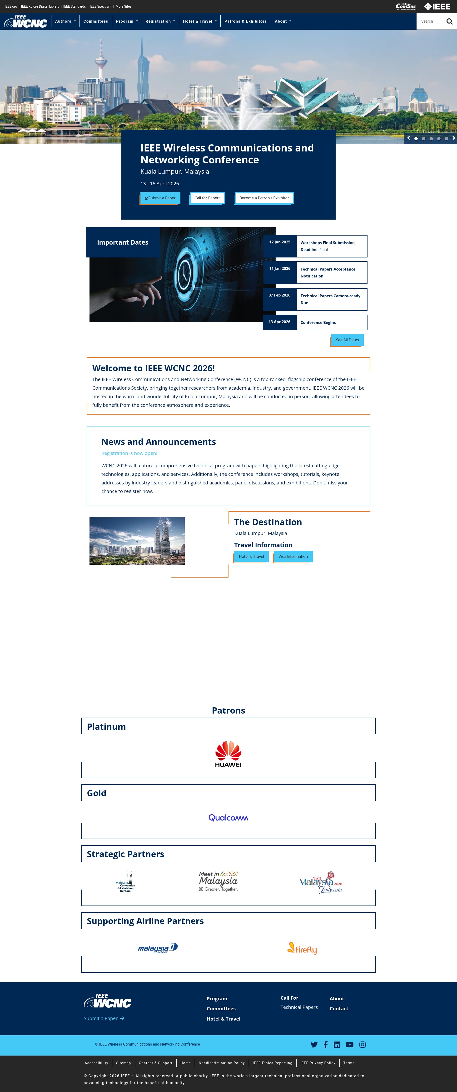 Screenshot of wcnc2026.ieee-wcnc.org
