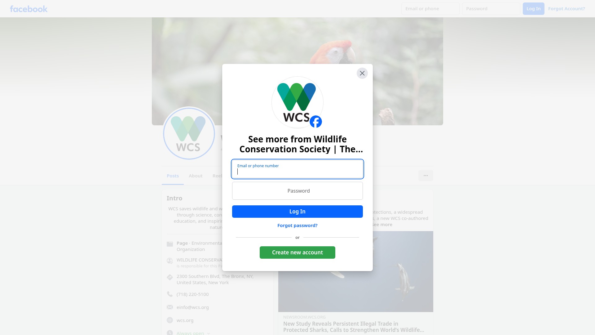 Screenshot of wcs.org