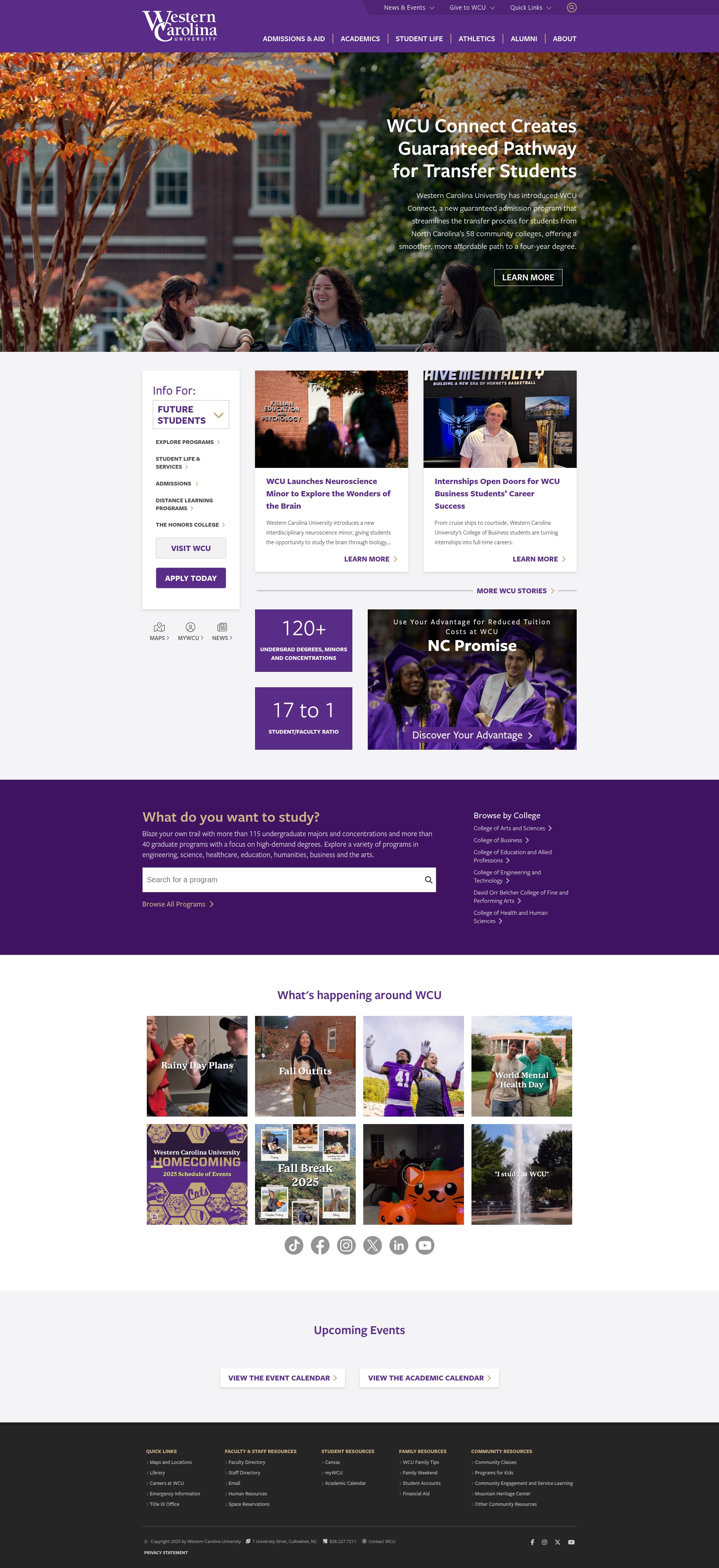 Screenshot of wcu.edu