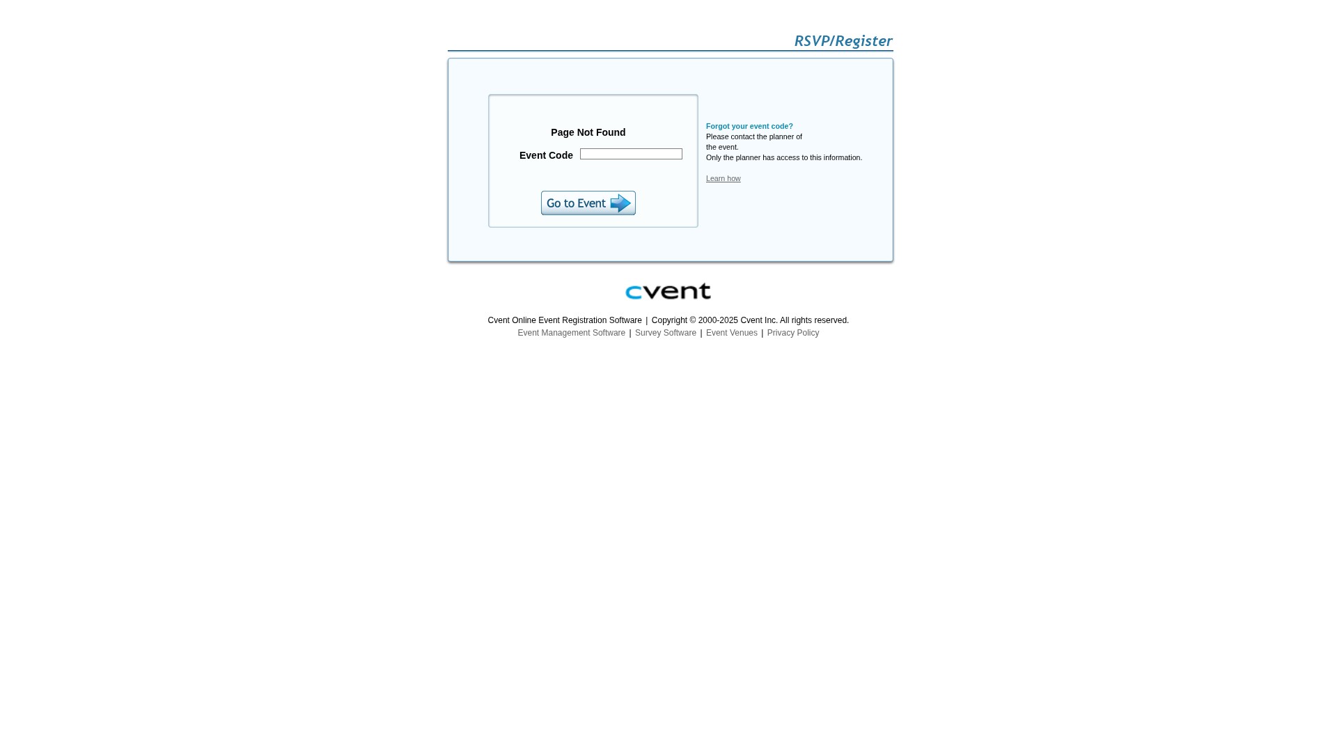 Screenshot of web.cvent.com