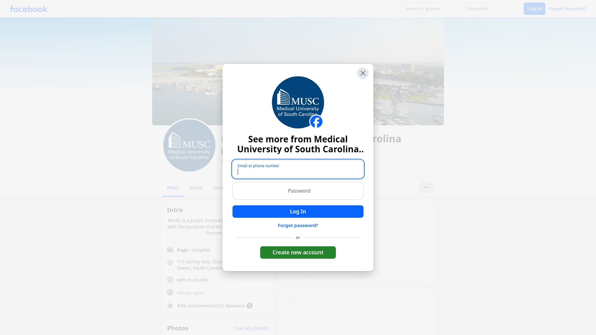 Screenshot of web.musc.edu