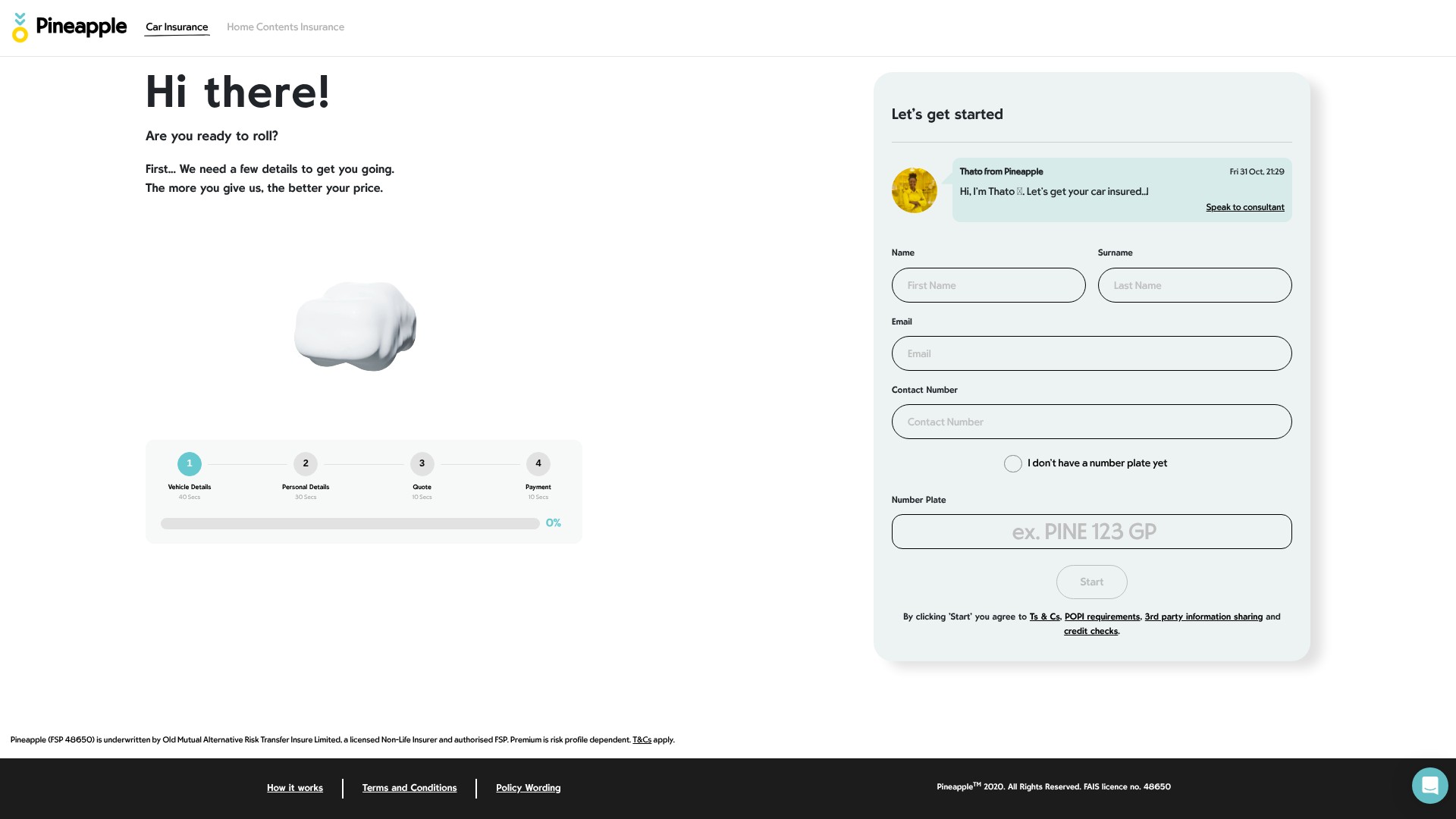 Screenshot of web.pineapple.co.za