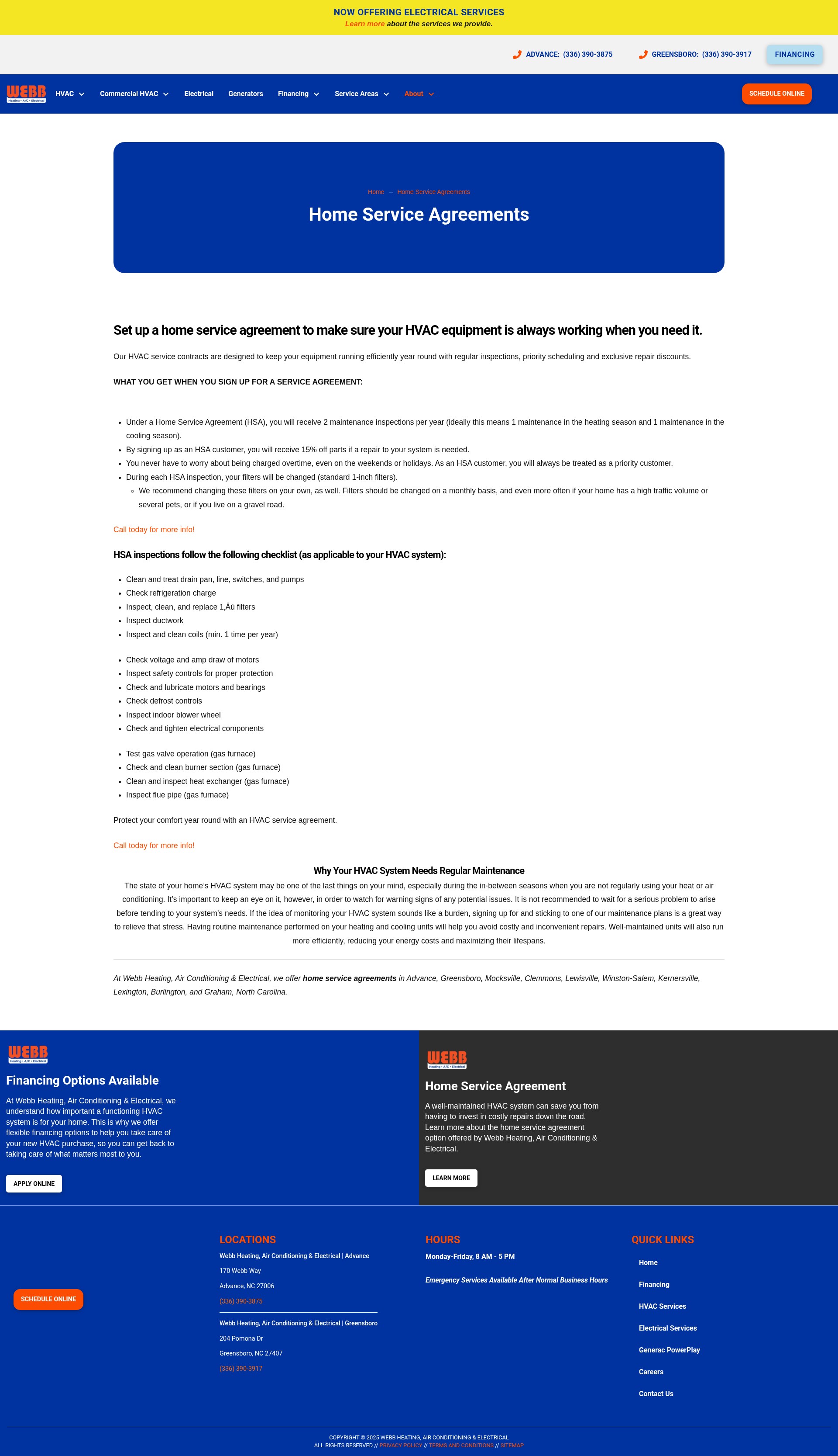 Screenshot of webbhvac.com