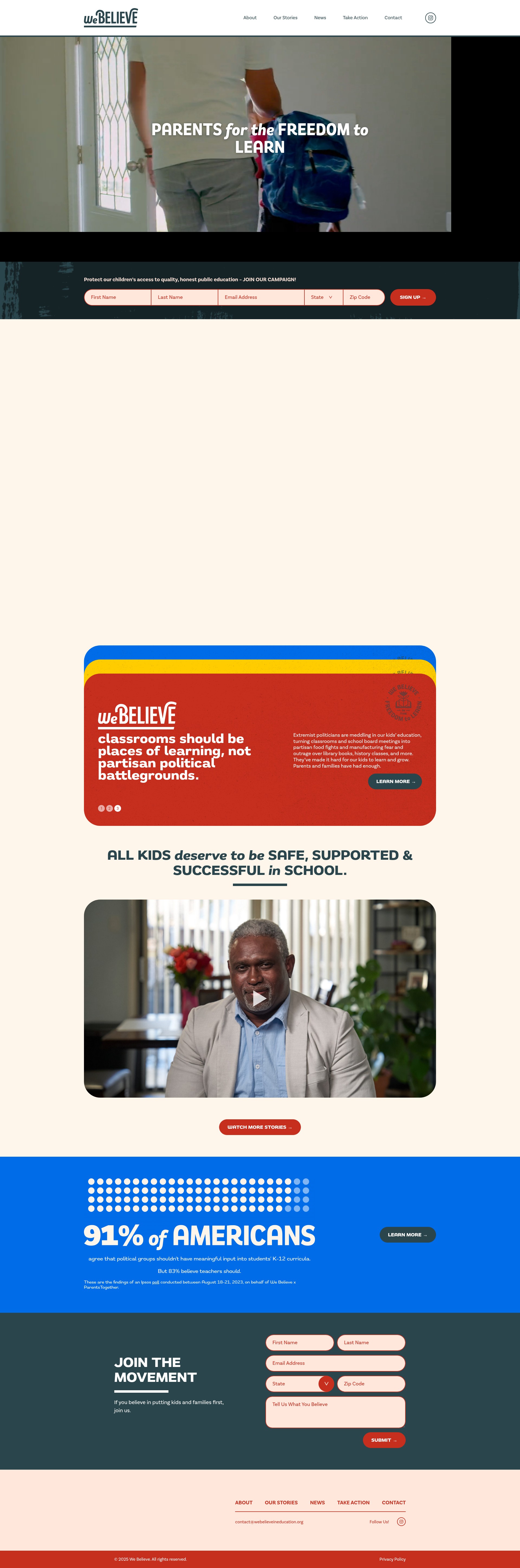 Screenshot of webelieveineducation.org
