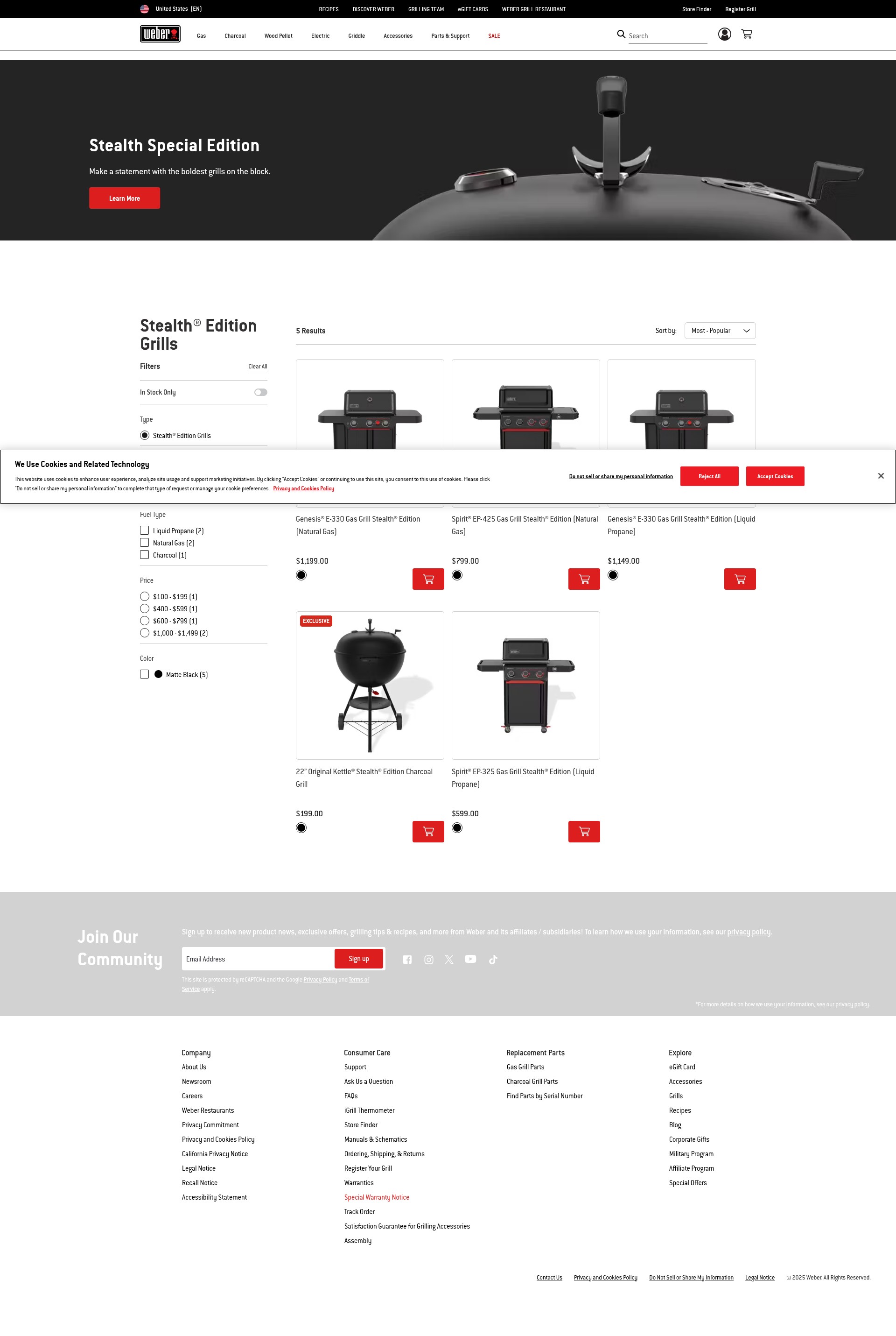 Screenshot of weber.com