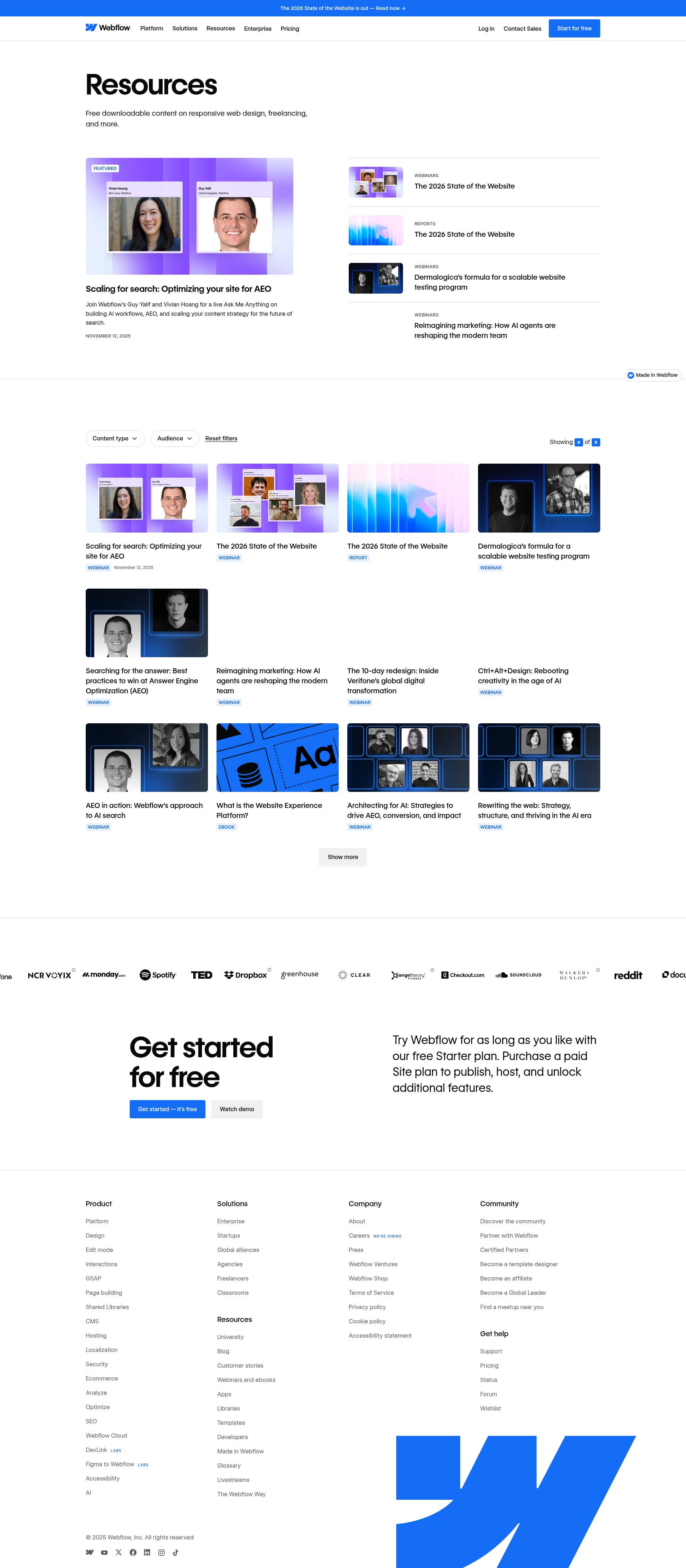 Screenshot of webflow.io